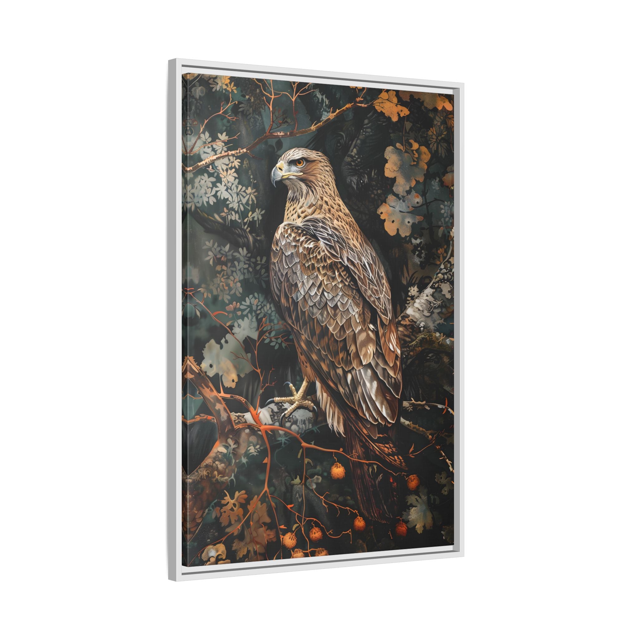 Framed Canvas - Majestic Hawk in Autumn