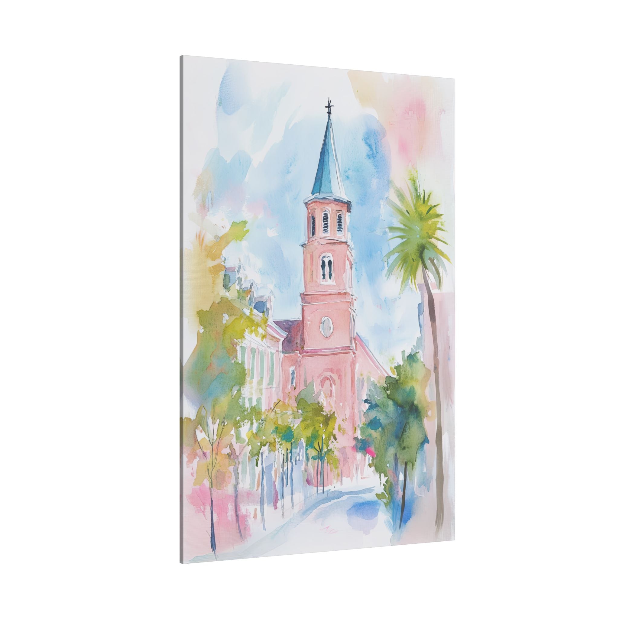 .75" Matte Canvas - Charleston Steeple in Pastel Haze