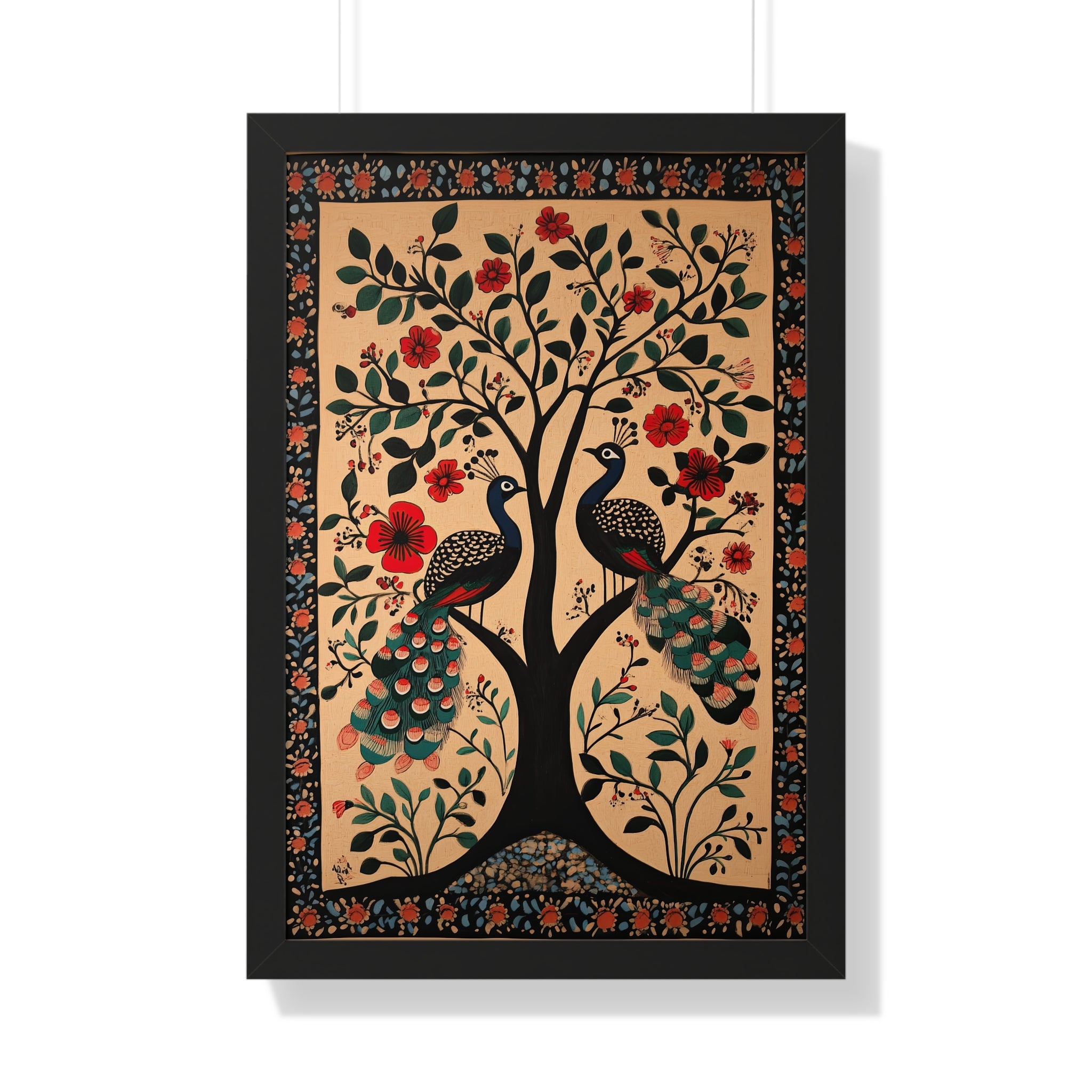 Framed Paper Print - Lovers Under Blooming Canopy