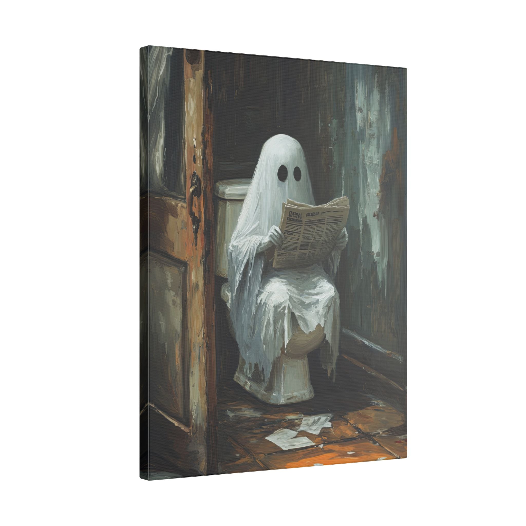 .75" Matte Canvas - Ghostly Bathroom Break