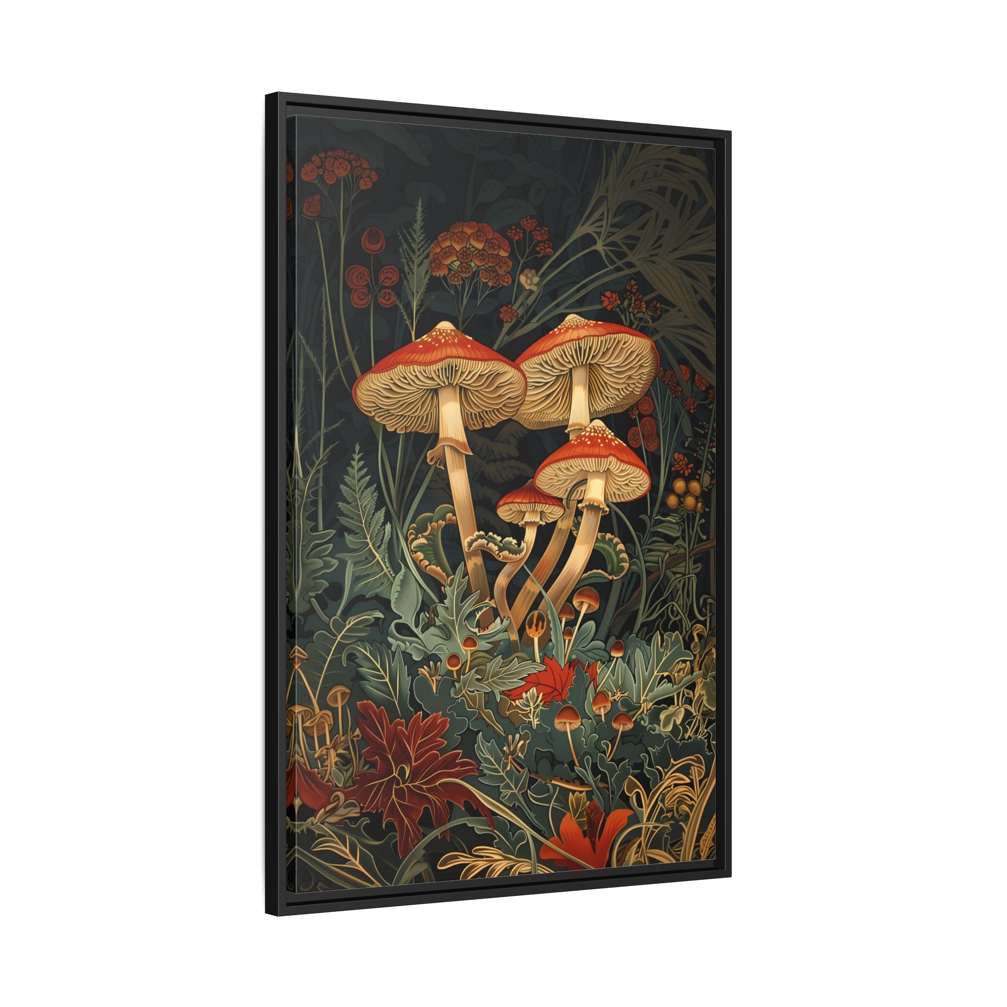 Framed Canvas - Elegant Mushroom Reverie