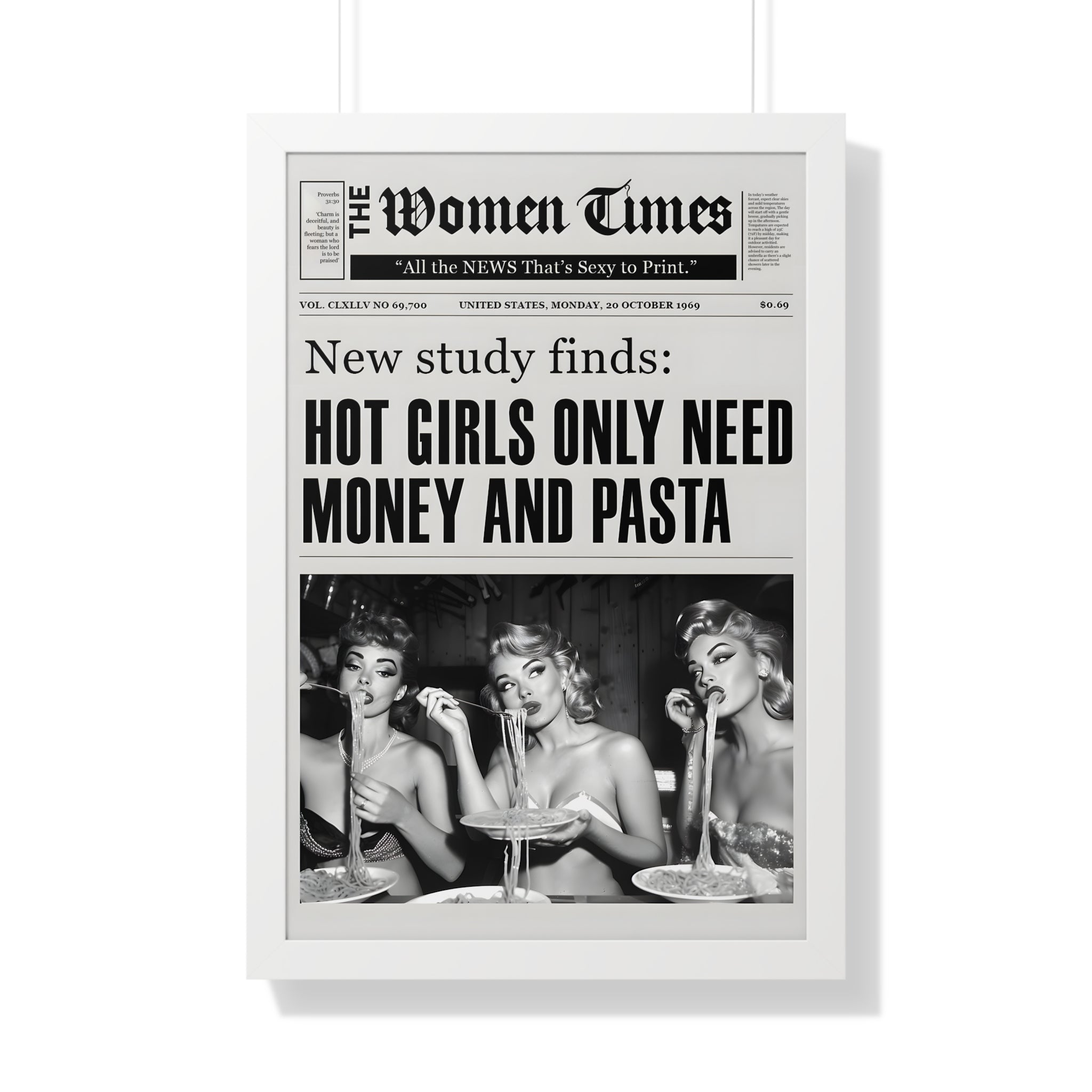 Framed Paper Print - Retro Pasta Gazette