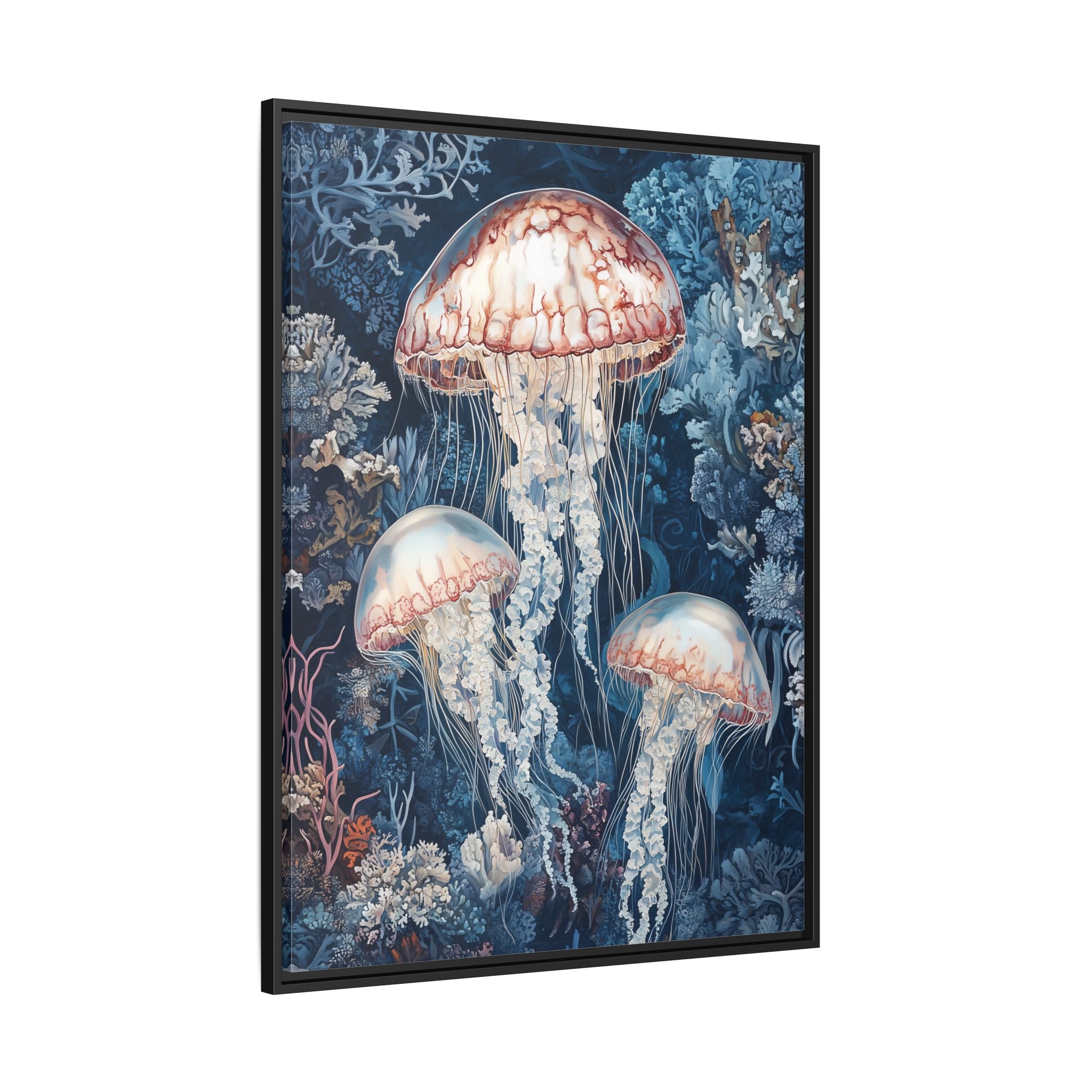 Framed Canvas - Ethereal Ocean Jellyfish
