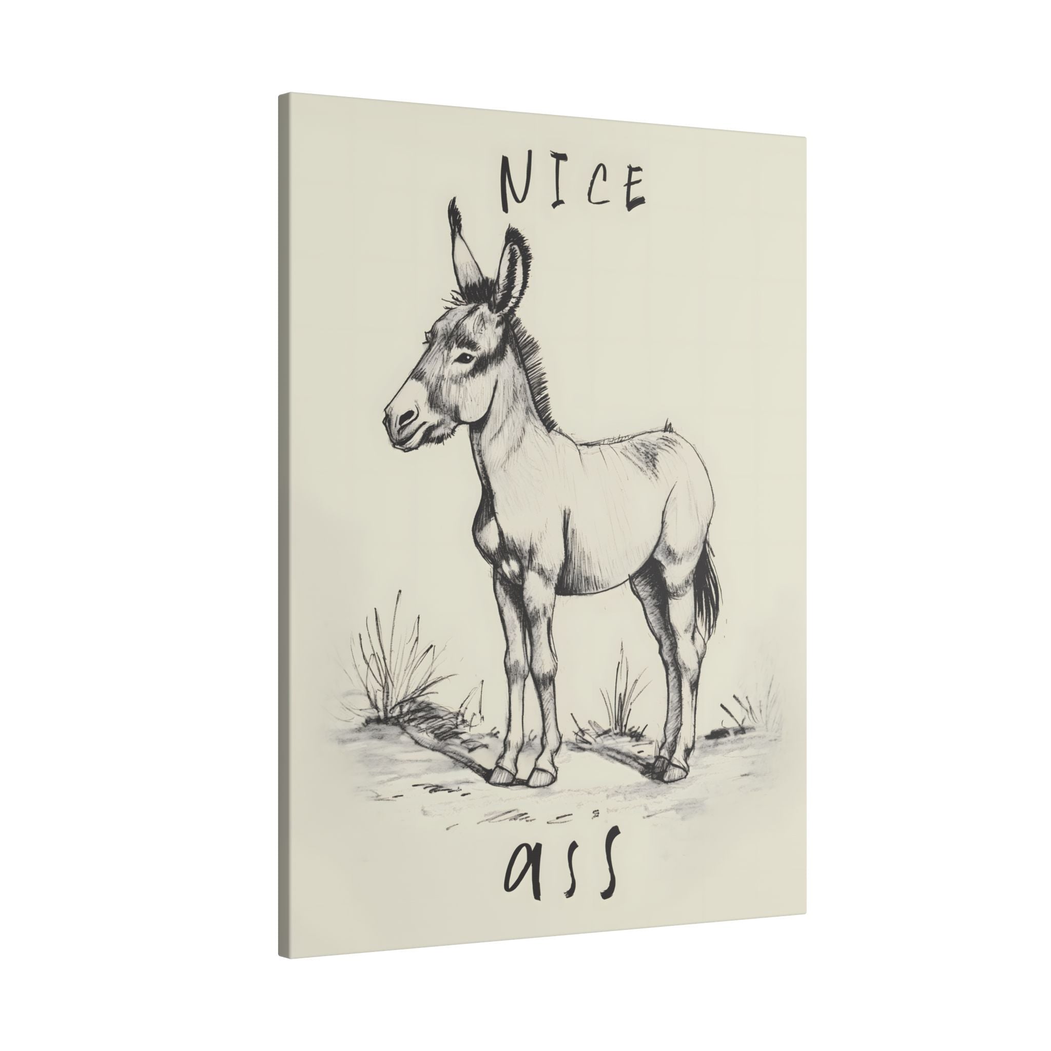.75" Matte Canvas - Donkey Line Art Humor
