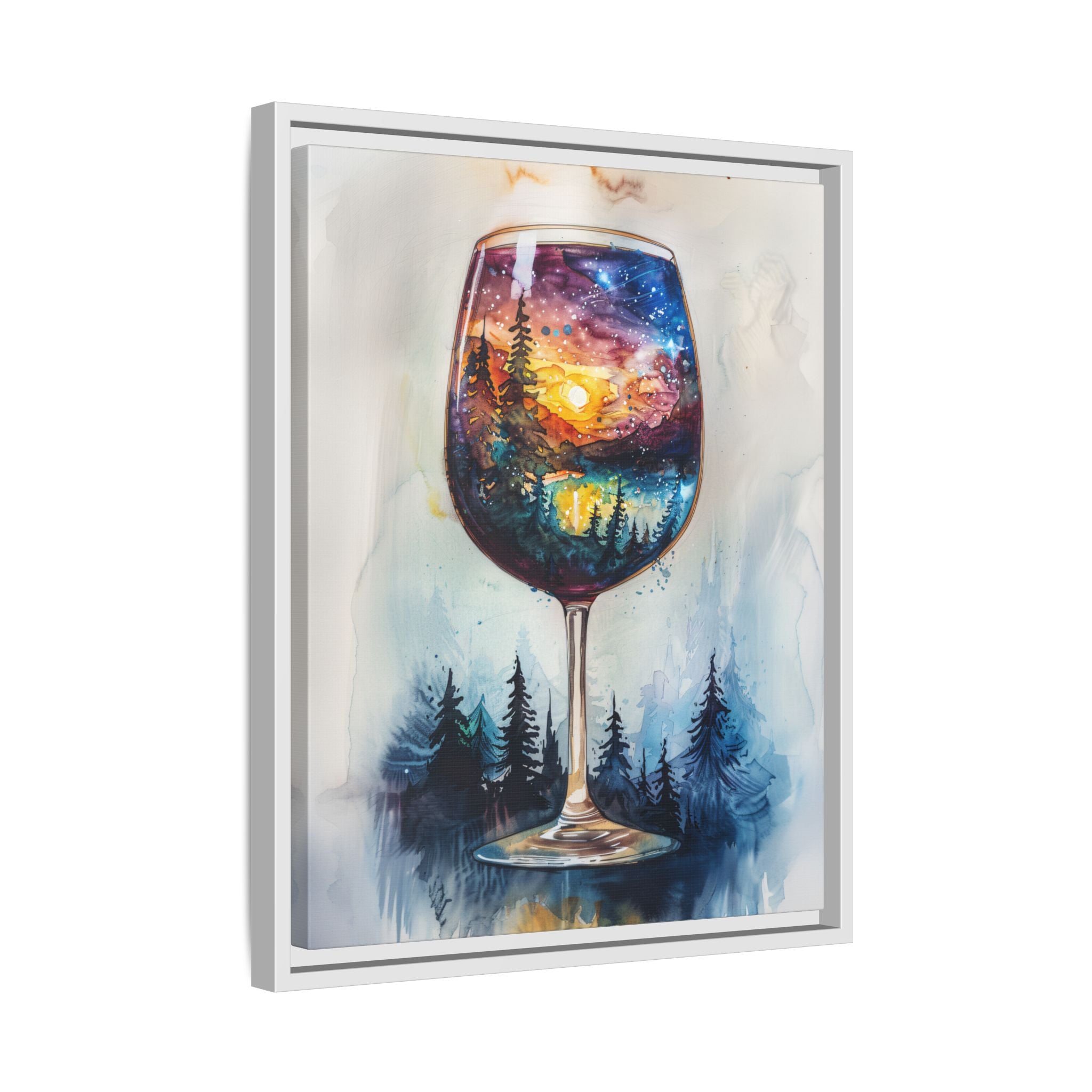 Framed Canvas - Galaxy Within the Wine Glass
