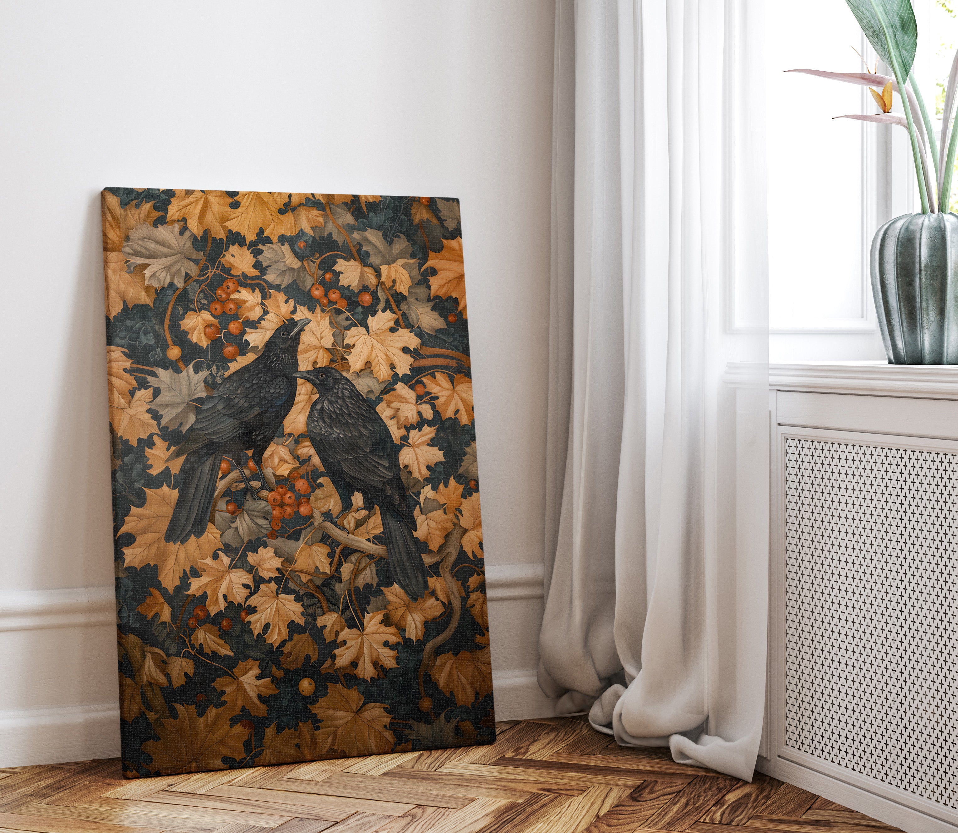.75" Matte Canvas - Autumn Rooks in Golden Leaves