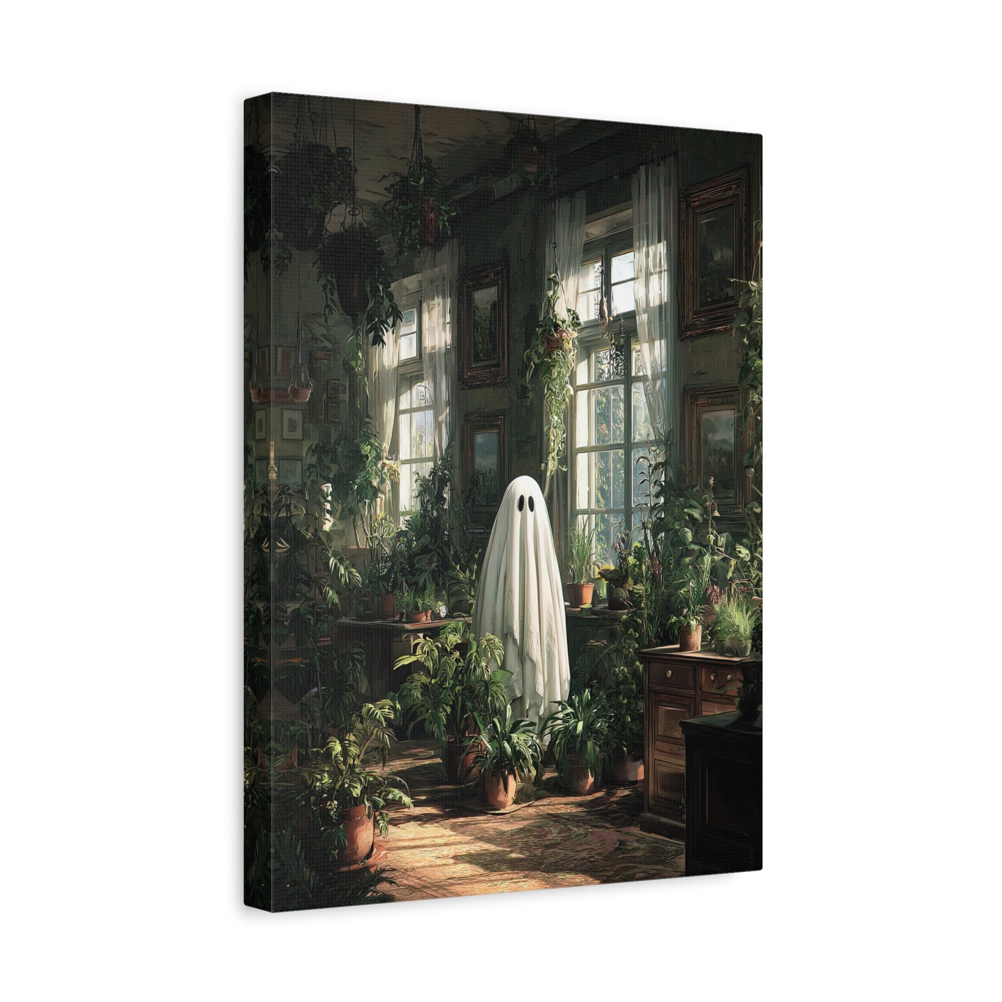 1.25" Matte Canvas - Ghost Among Houseplants