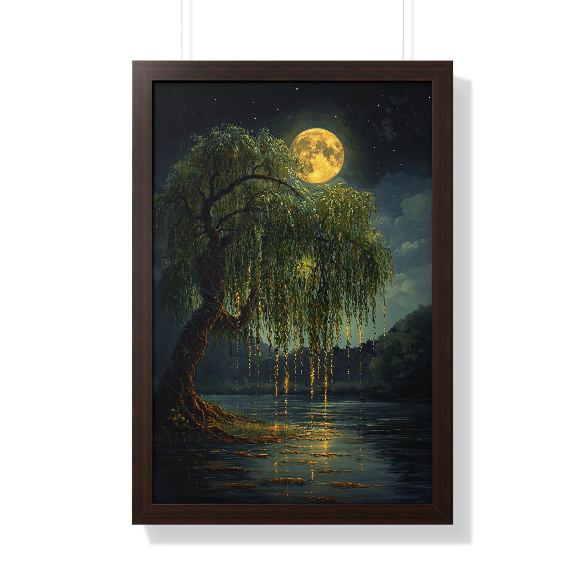 Framed Paper Print - Moonlit Willow Glow