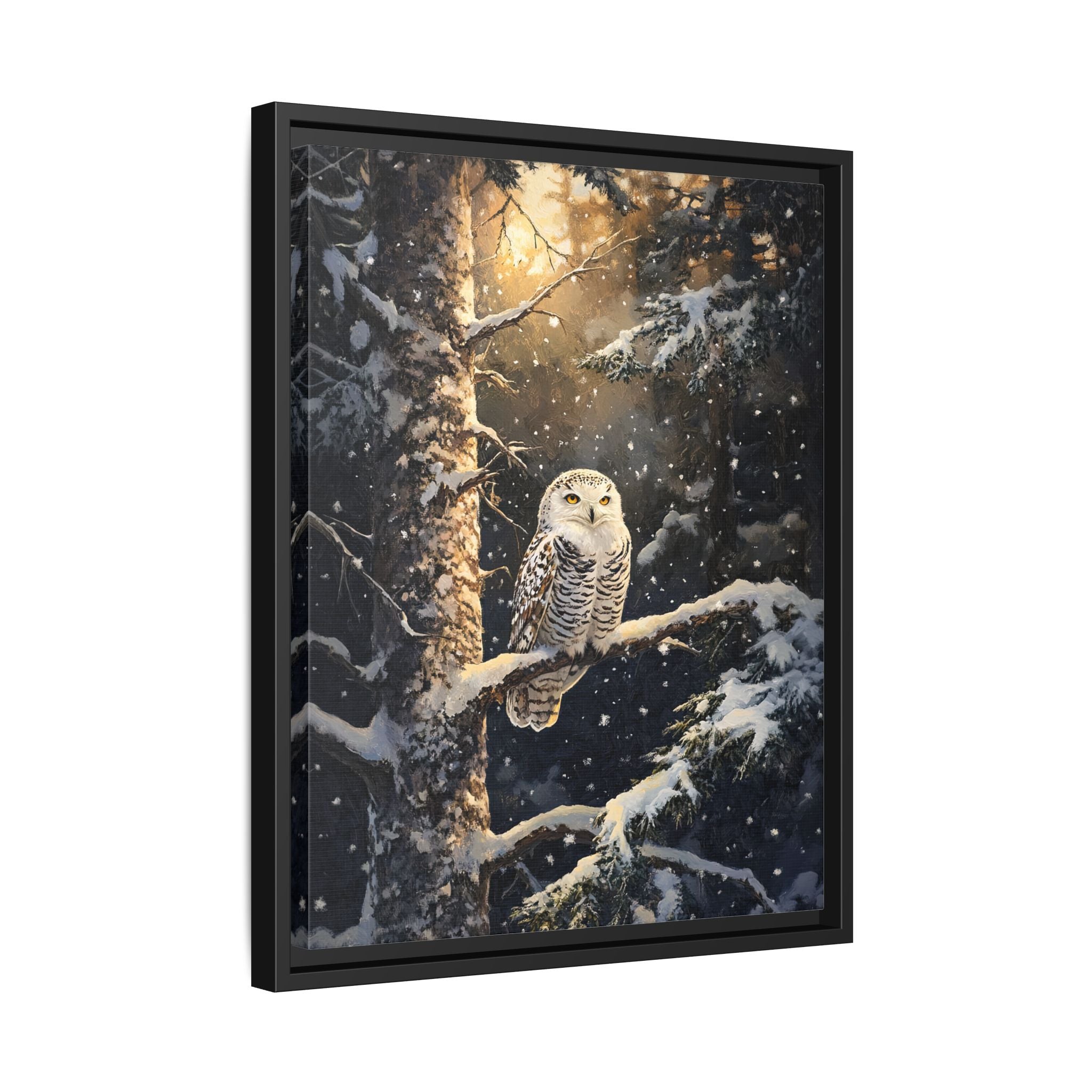 Framed Canvas - Silent Gaze Snow Owl