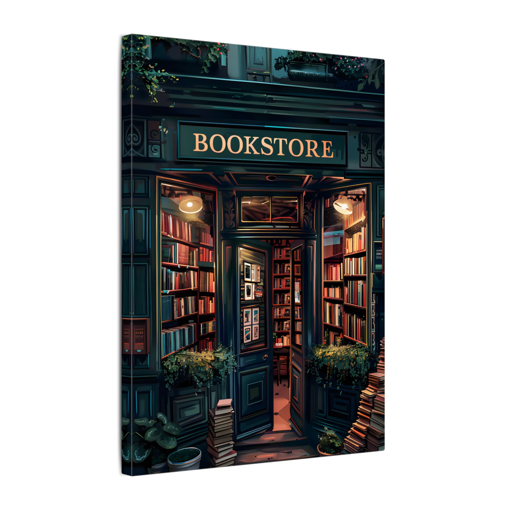 .75" Matte Canvas - Midnight Bookstore Glow