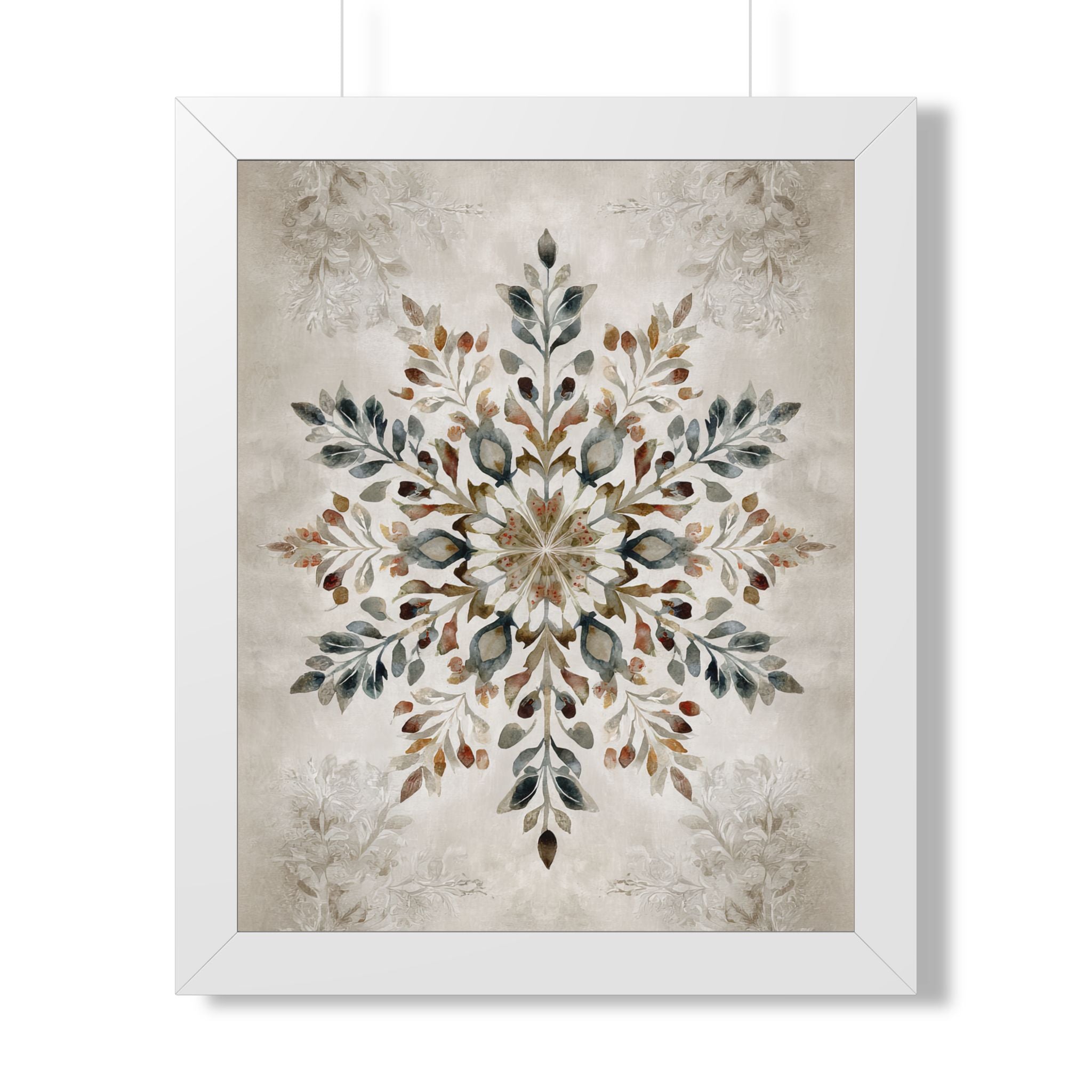 Framed Paper Print - Nordic Botanical Snowflake