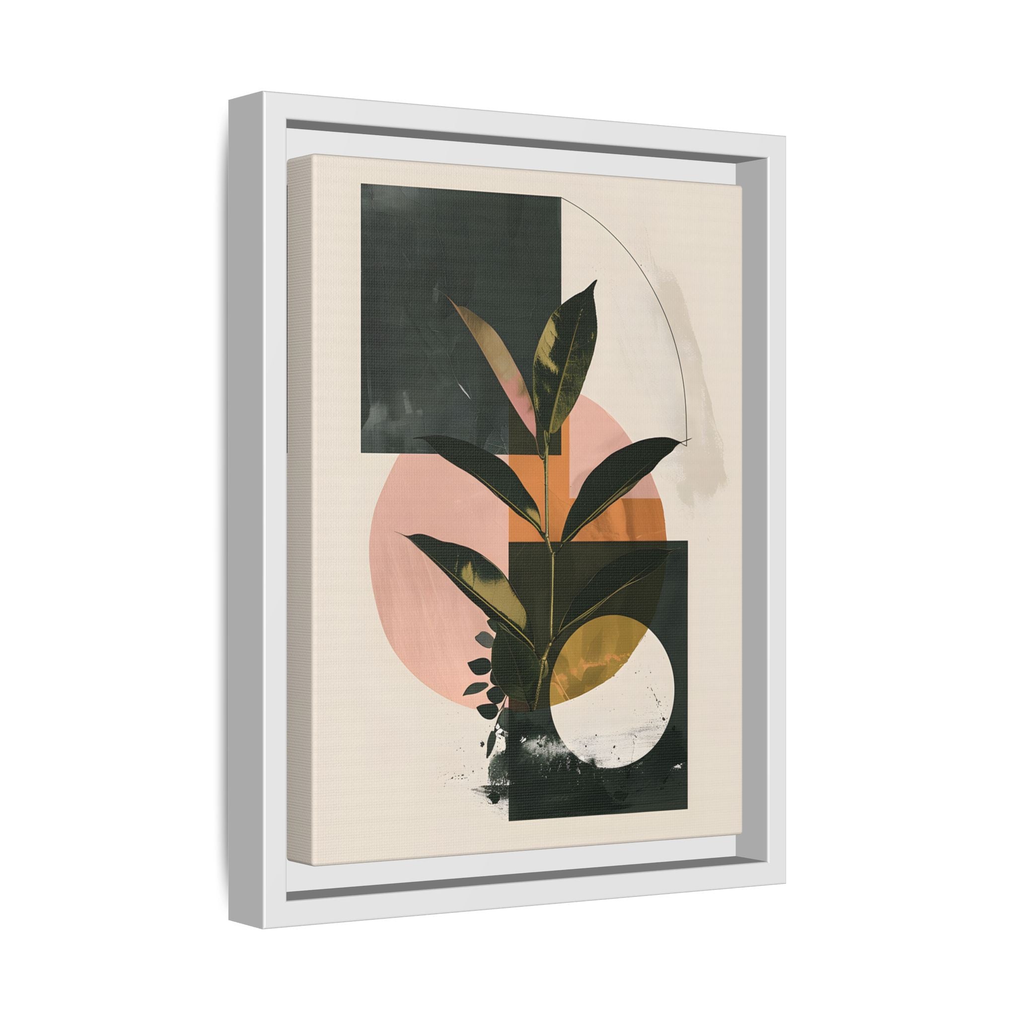 Framed Canvas - Blush Geometry Leafscape