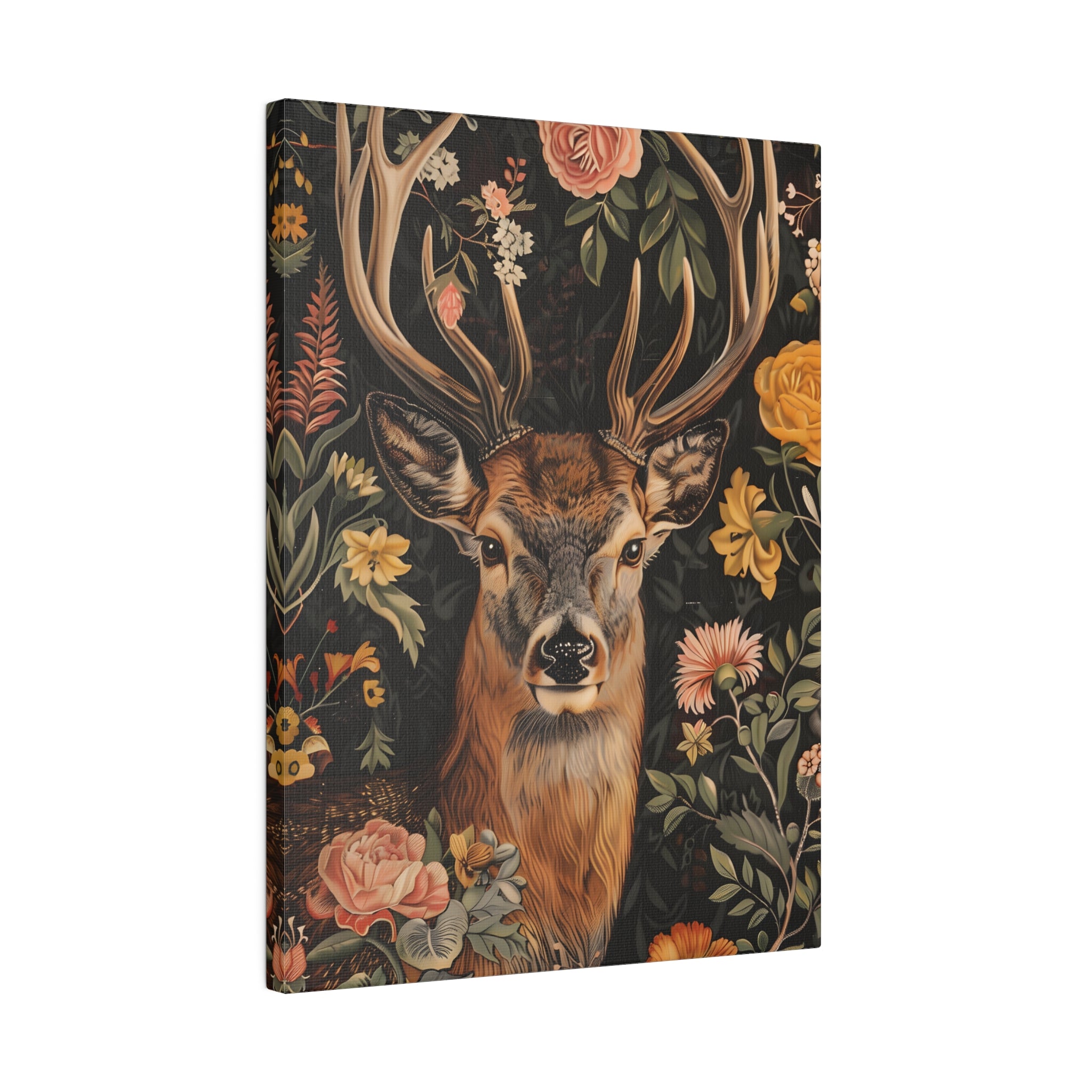 .75" Matte Canvas - Floral Deer Majesty