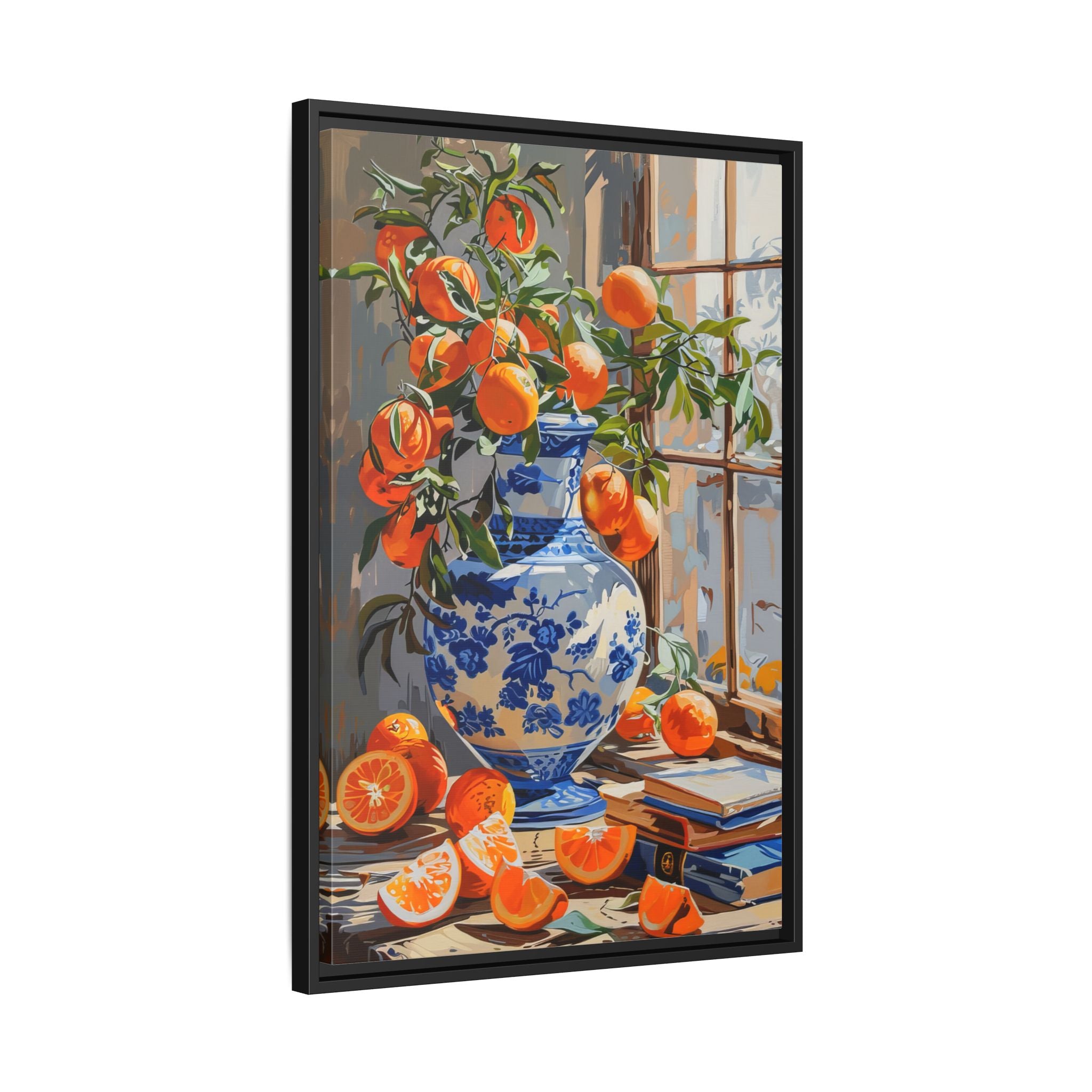 Framed Canvas - Sunlit Citrus & Porcelain