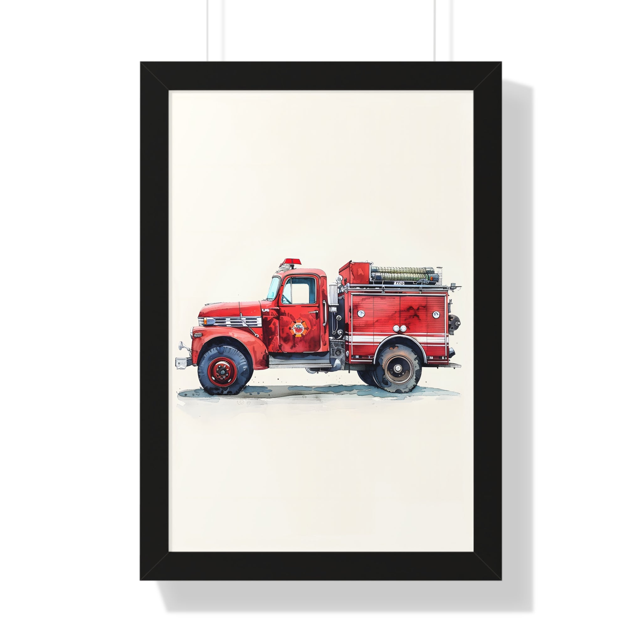 Framed Paper Print - Vintage Firetruck Nursery