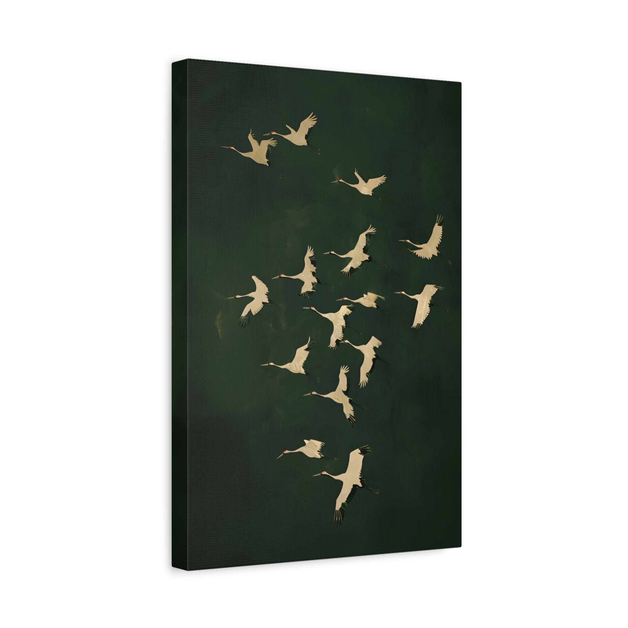 1.25" Matte Canvas - Emerald Sky Japanese Cranes