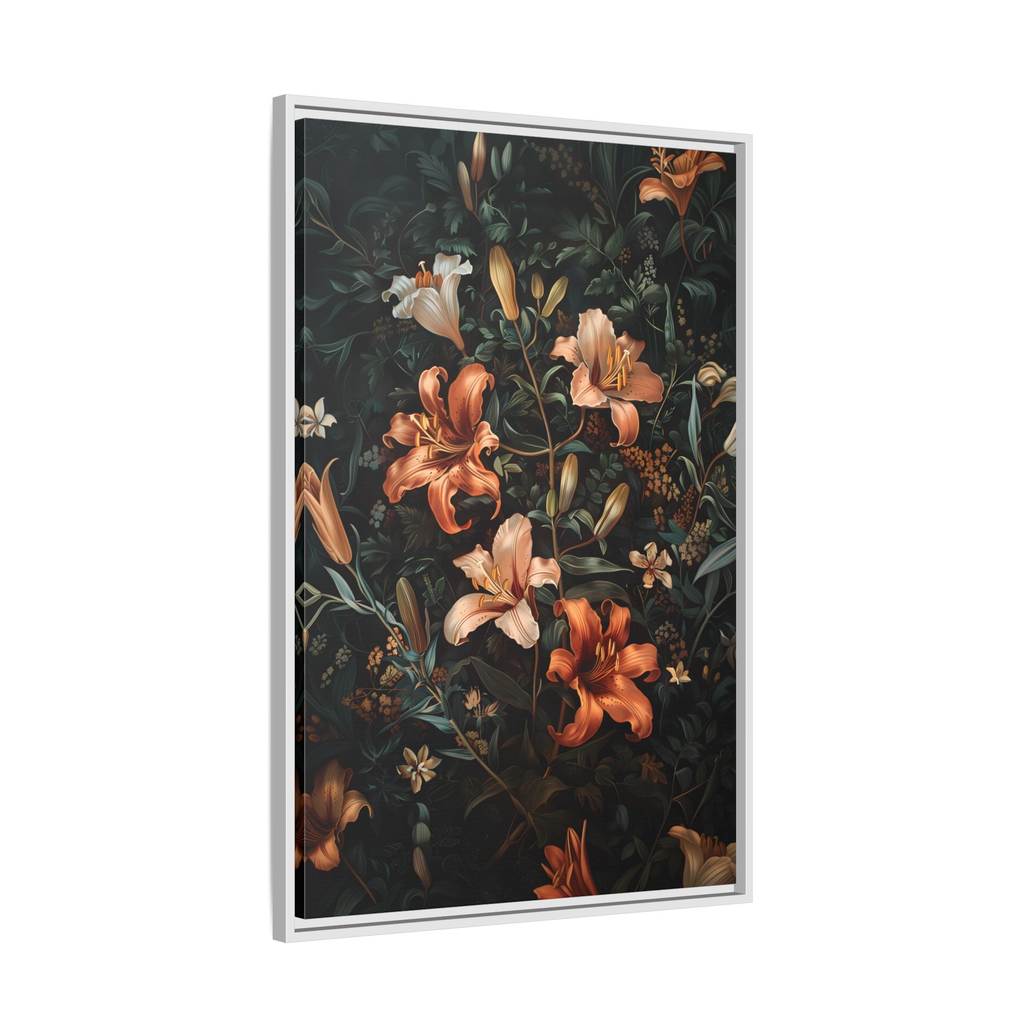 Framed Canvas - Elegant Blooming Lilies