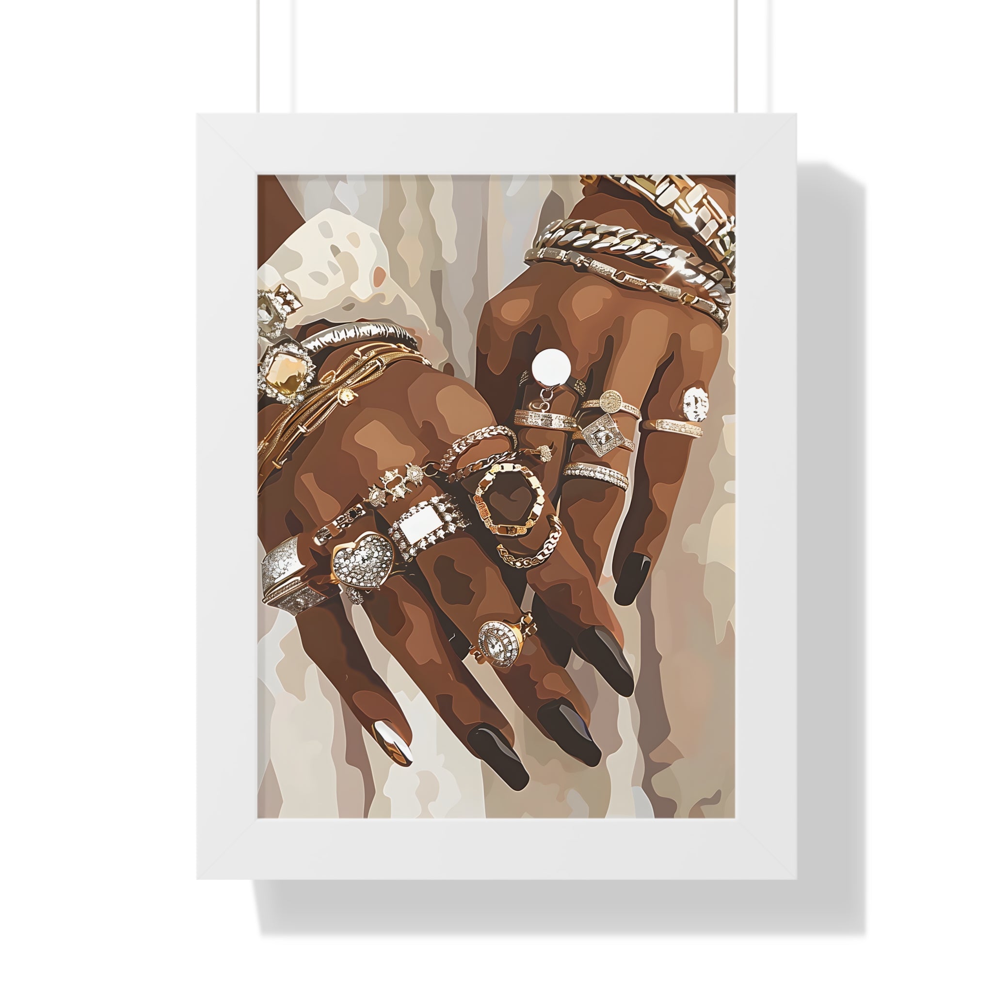 Framed Paper Print - Layered Luxe Jewelry Hands