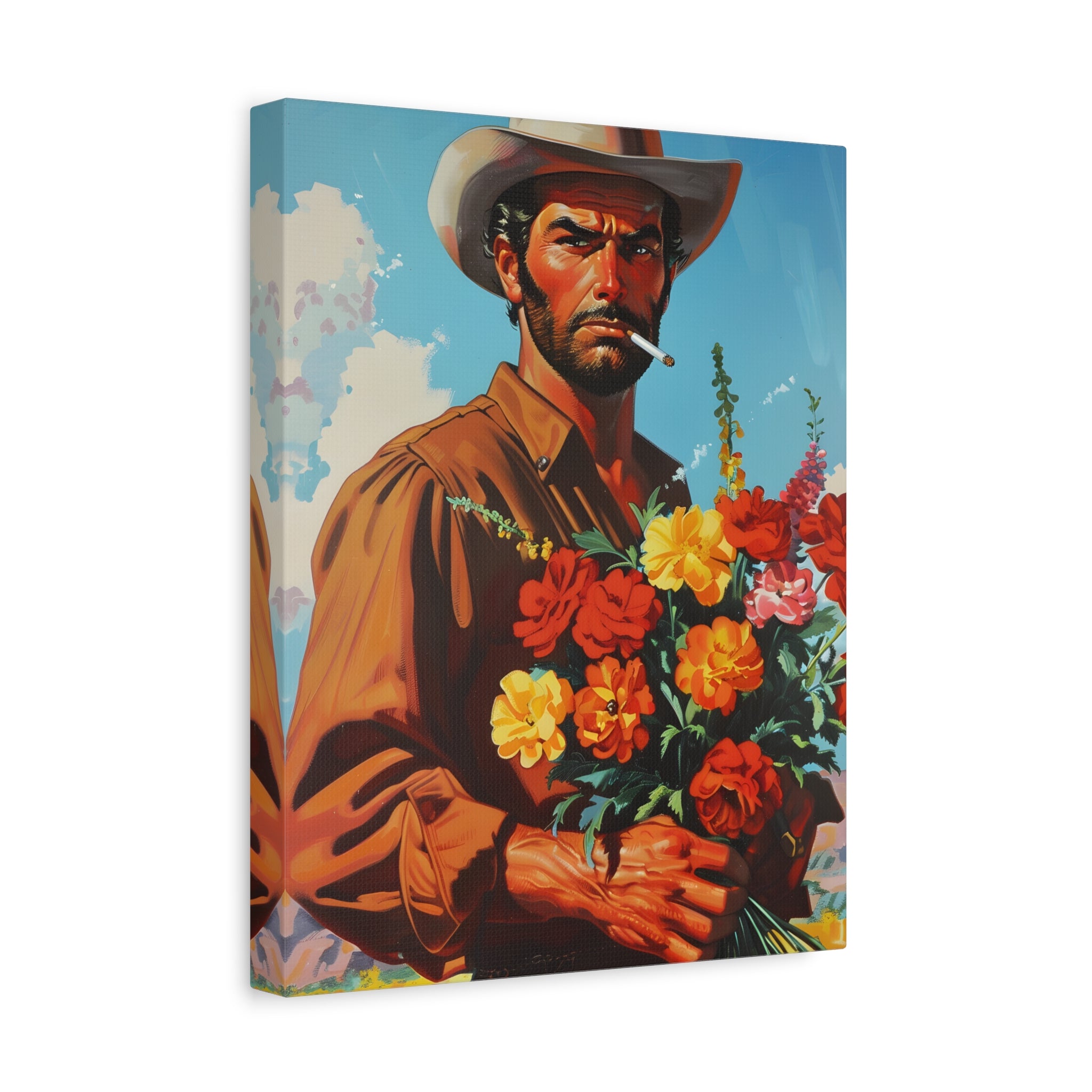 1.25" Matte Canvas - Rugged Blooms Cowboy