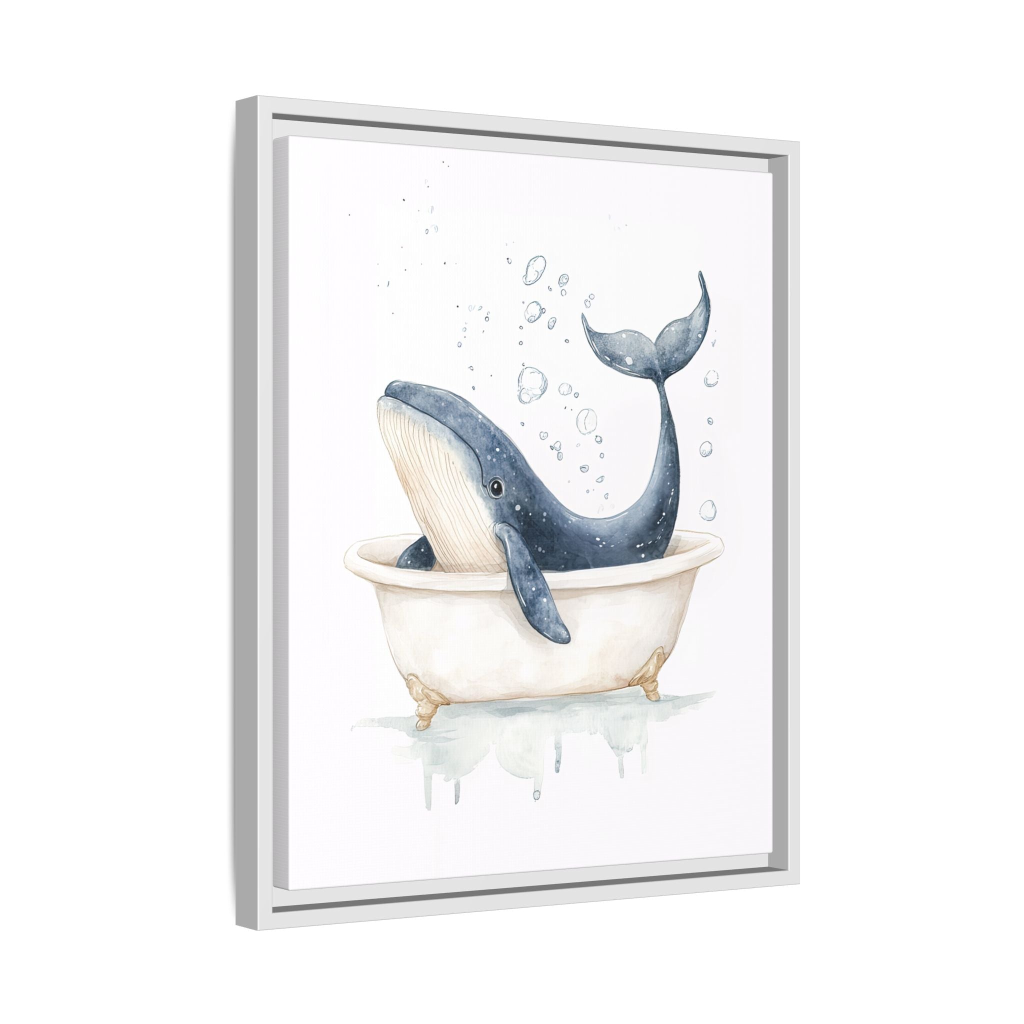 Framed Canvas - Whale Tub Bubble Splash