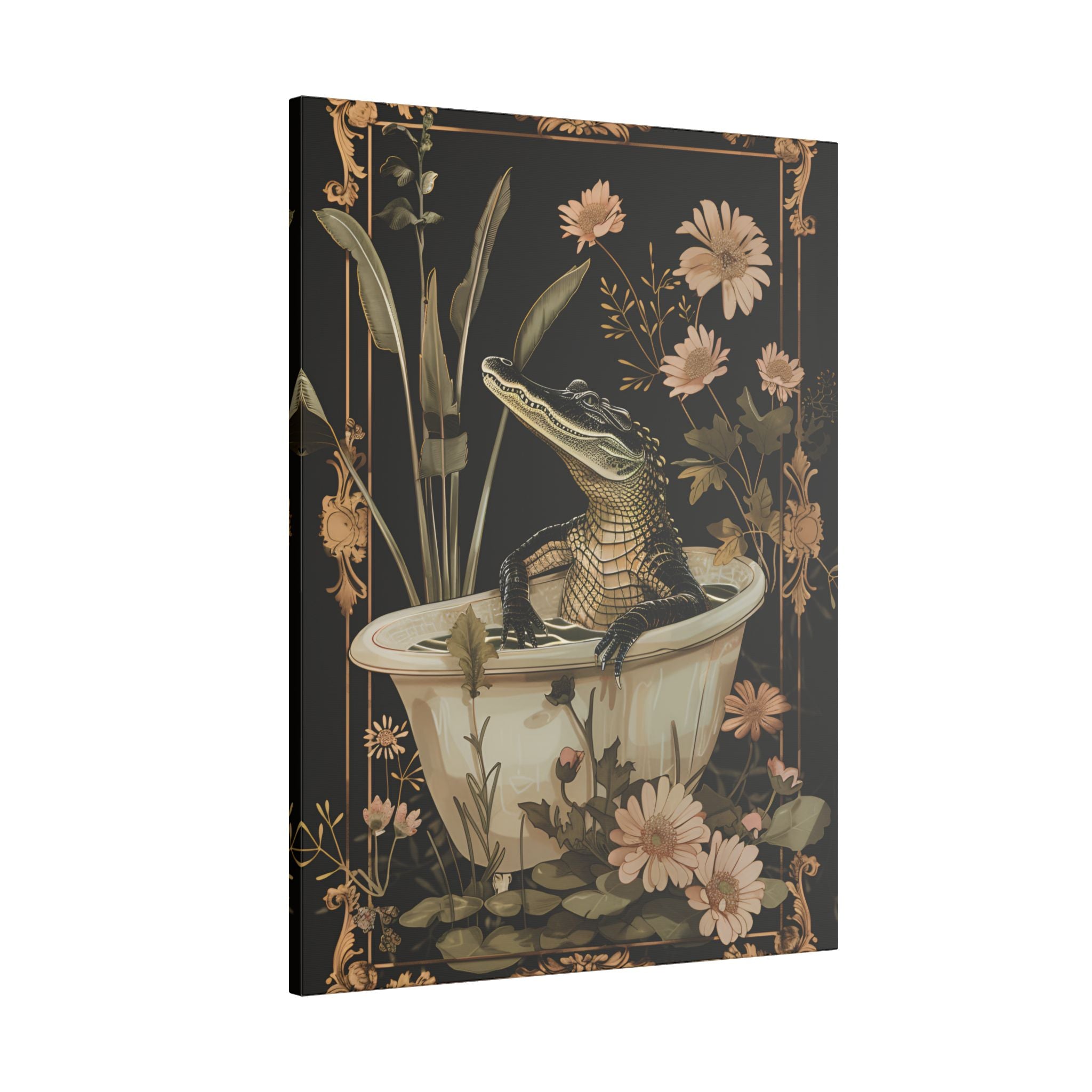 .75" Matte Canvas - Crocodile in Bloom Bath Bliss