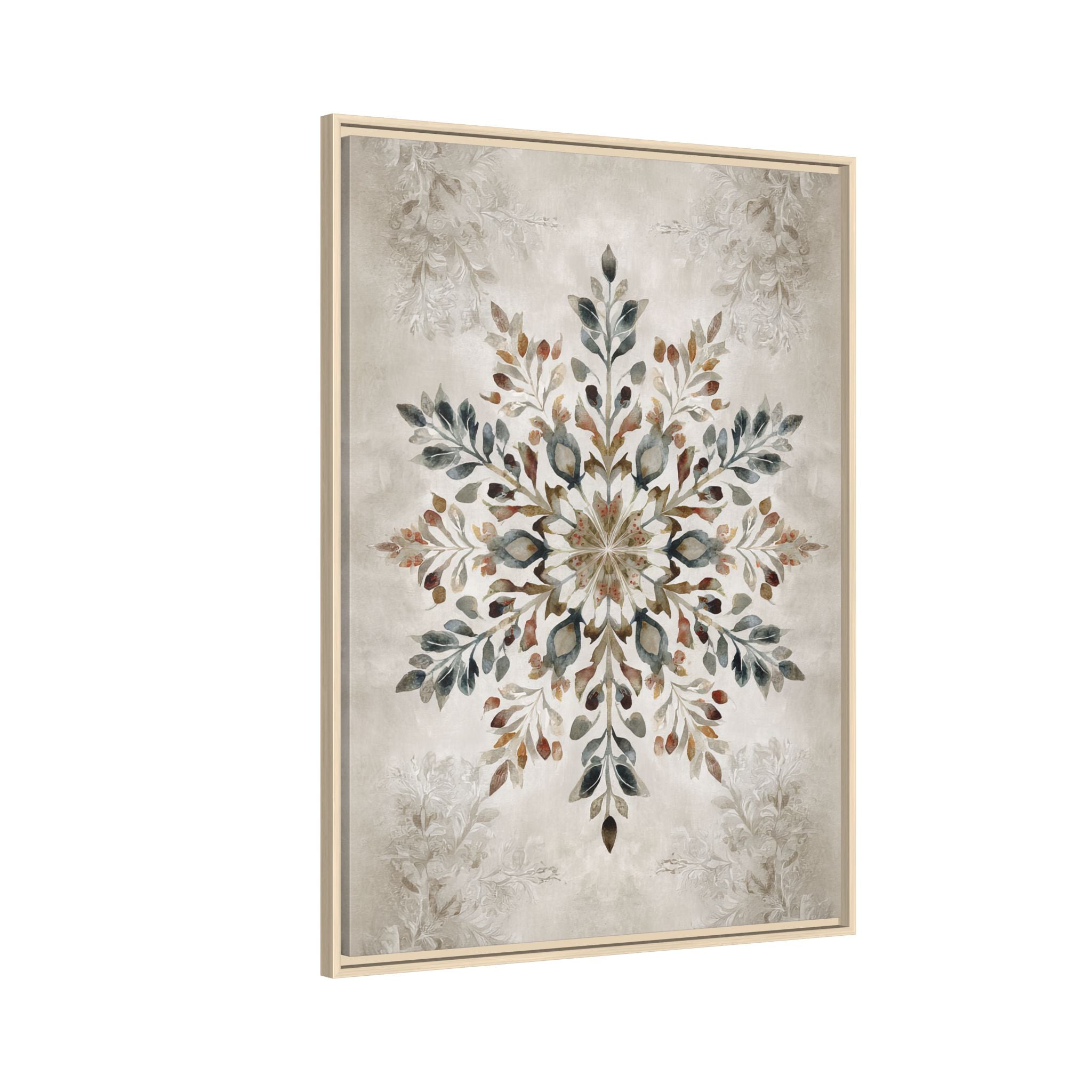 Framed Canvas - Nordic Botanical Snowflake