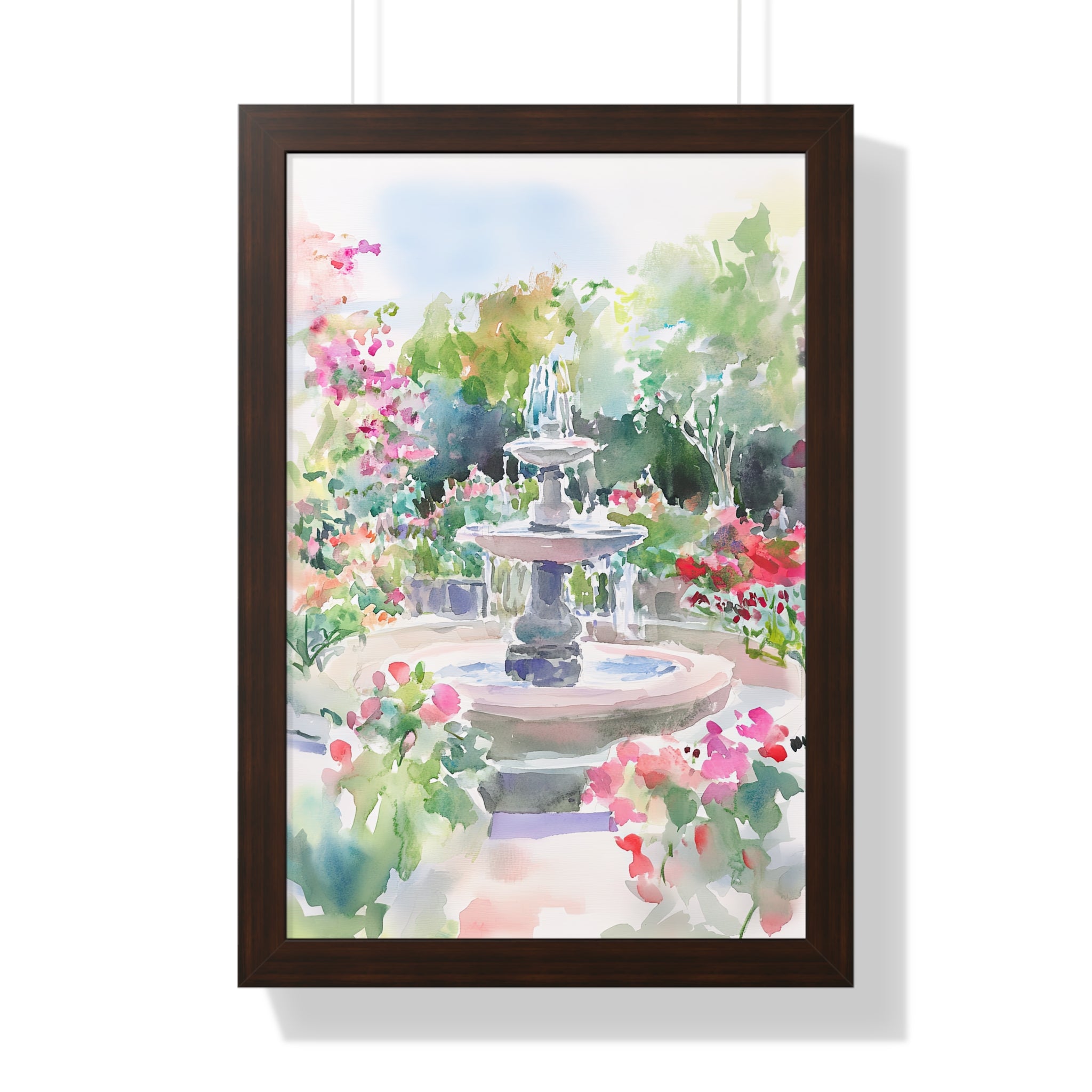 Framed Paper Print - Charleston Garden Fountain View