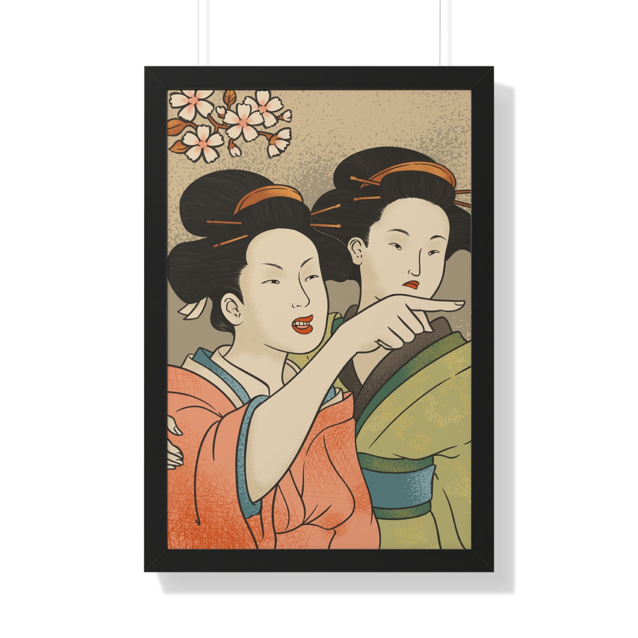 Framed Paper Print - Japanese Woman Yells at Cat