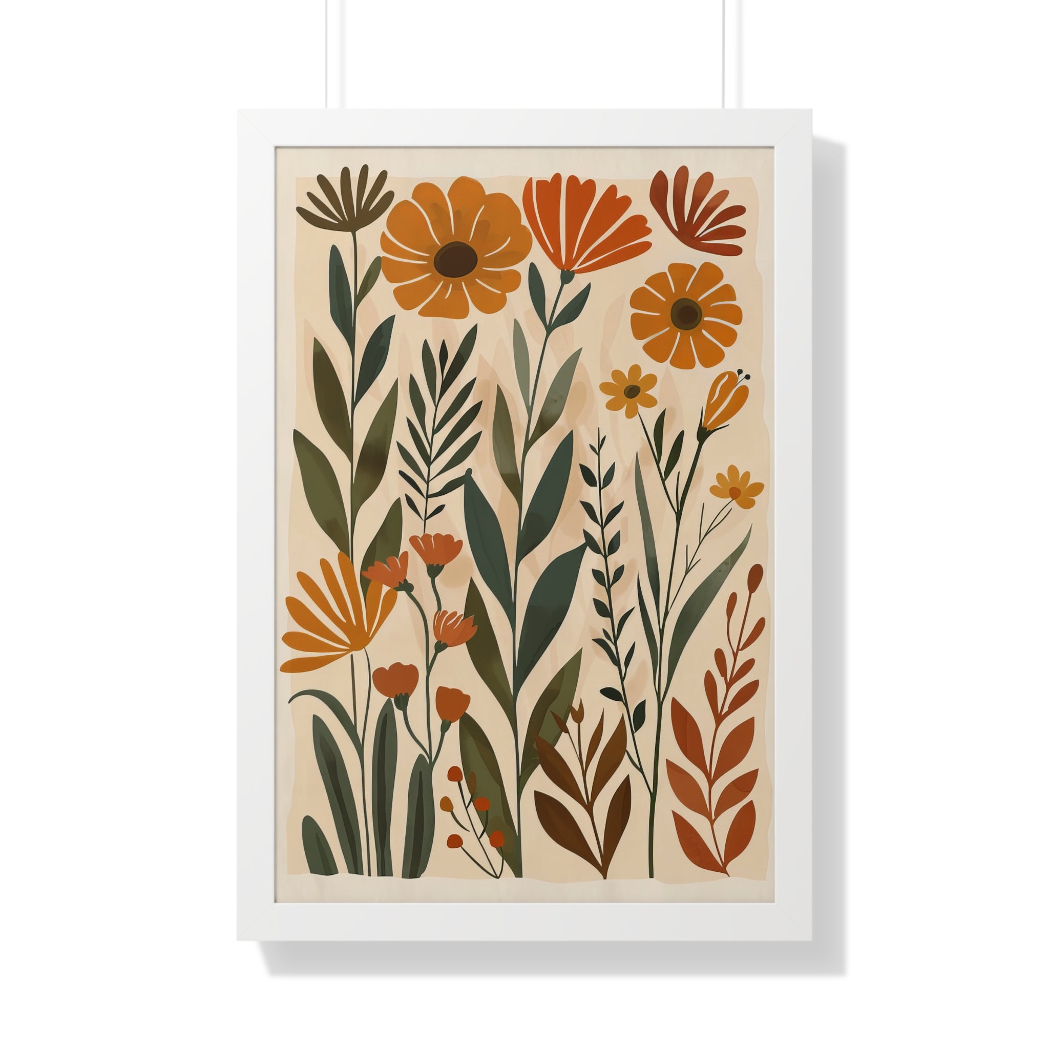 Framed Paper Print - Golden Meadow Boho Blooms
