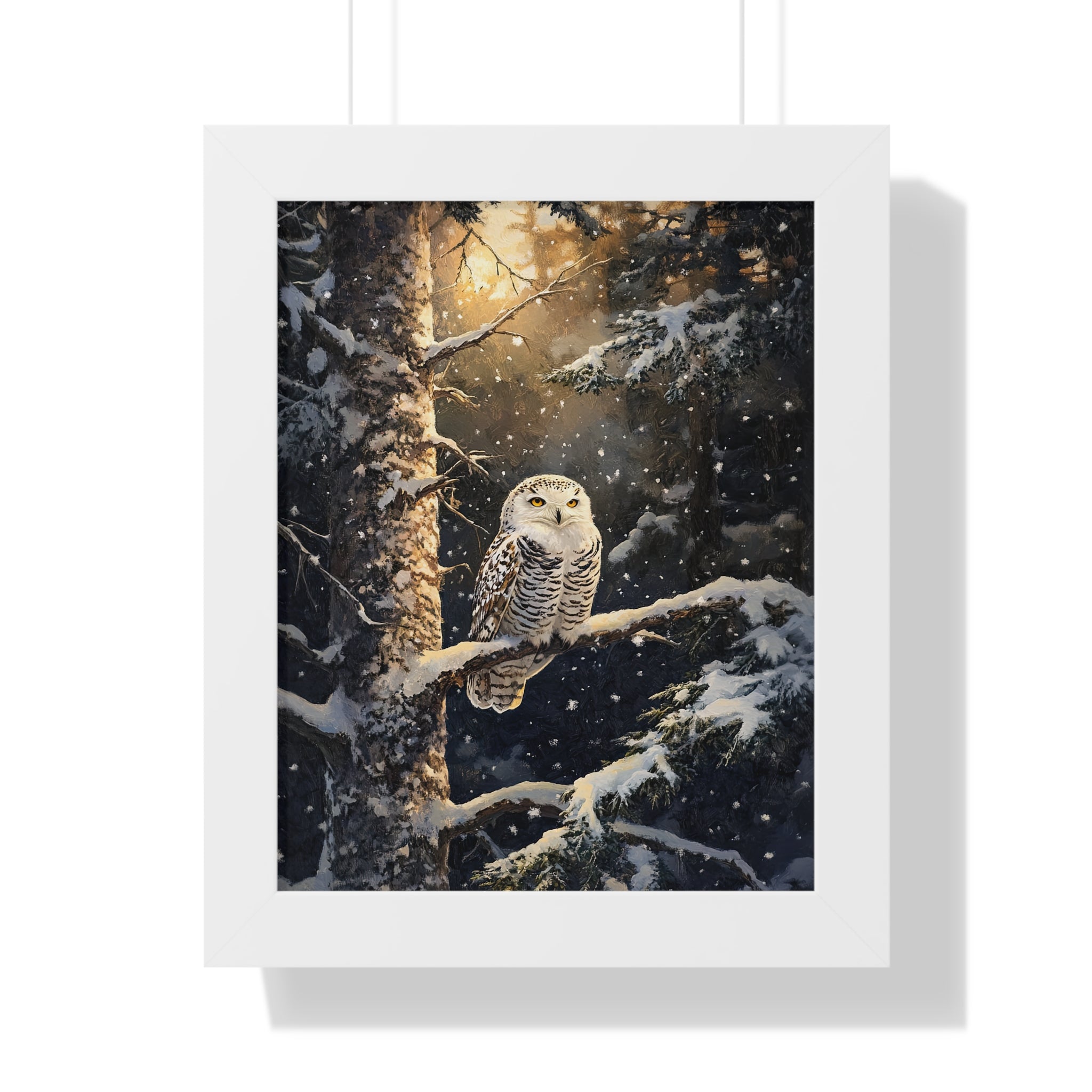 Framed Paper Print - Silent Gaze Snow Owl
