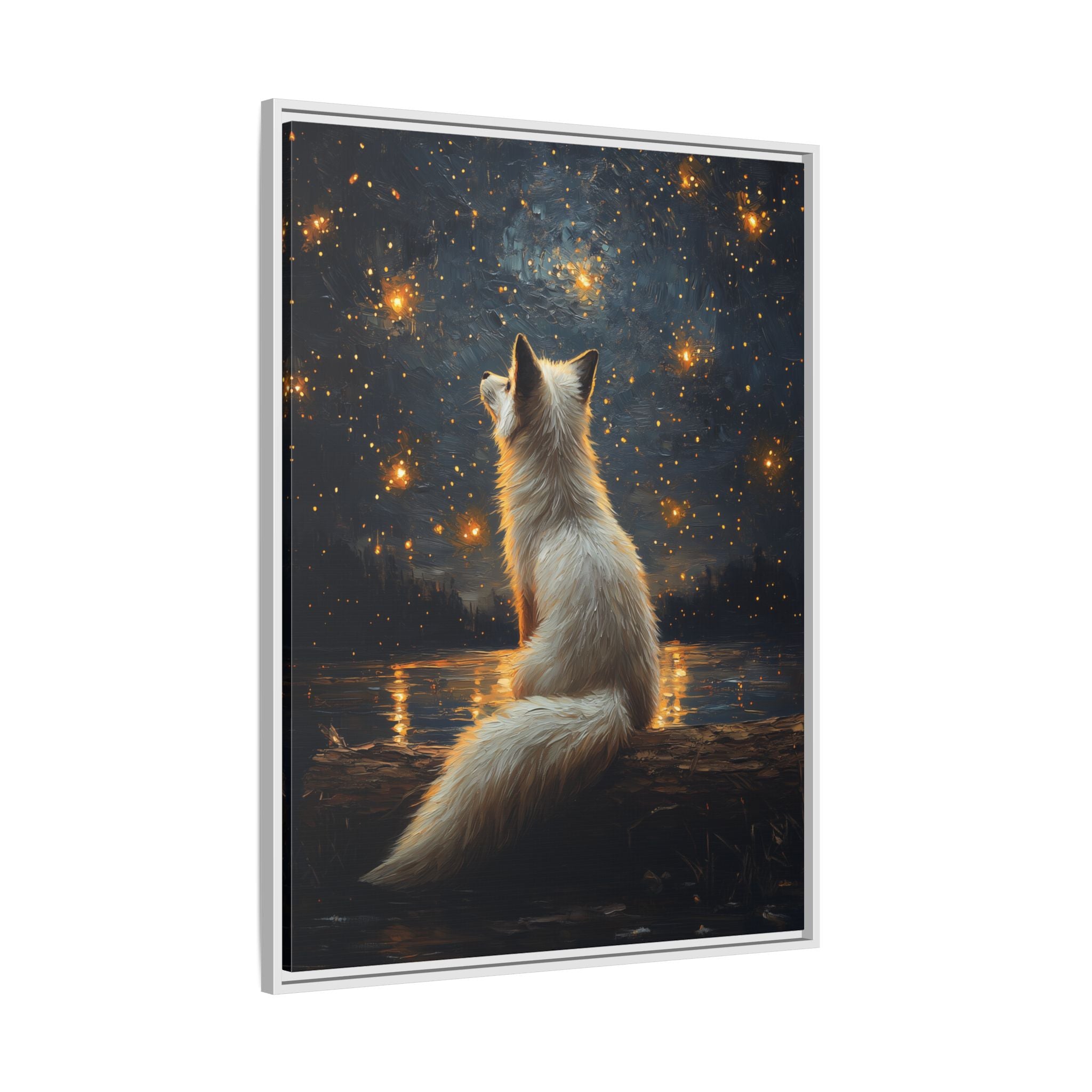 Framed Canvas - Stargazing Fox Reverie