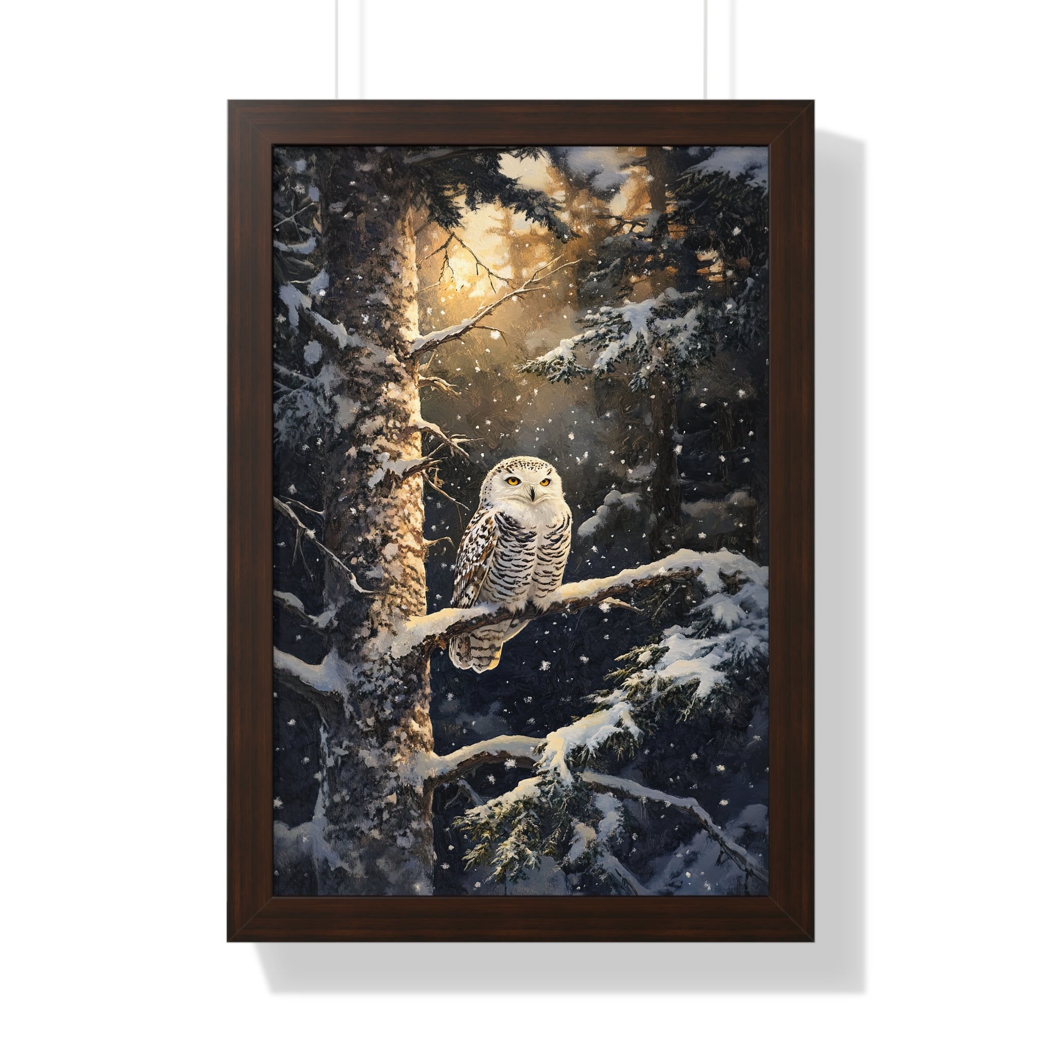 Framed Paper Print - Silent Gaze Snow Owl