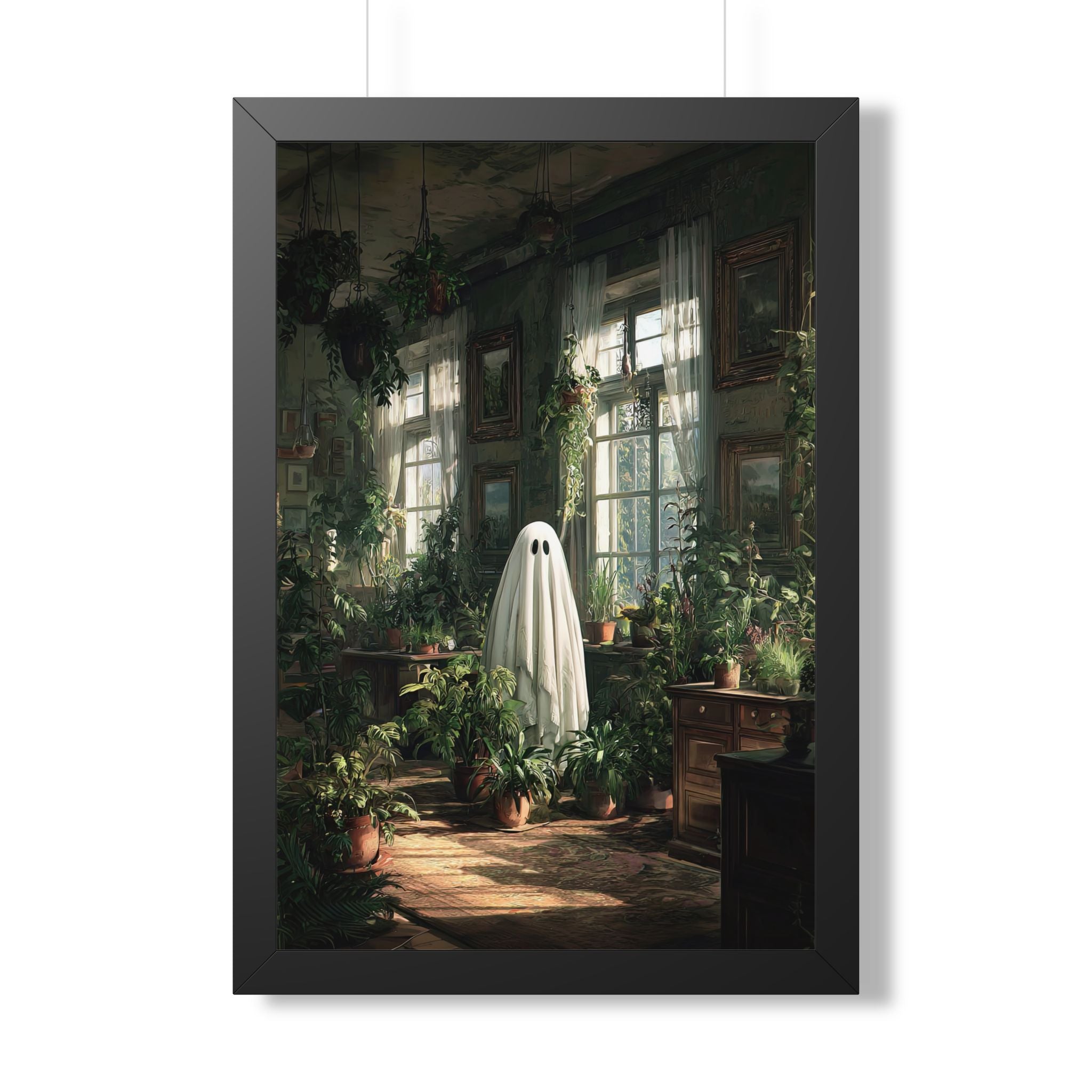 Framed Paper Print - Ghost Among Houseplants