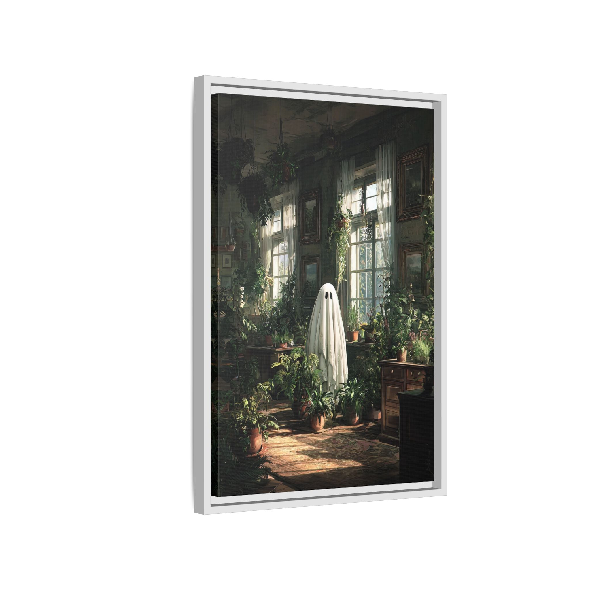 Framed Canvas - Ghost Among Houseplants