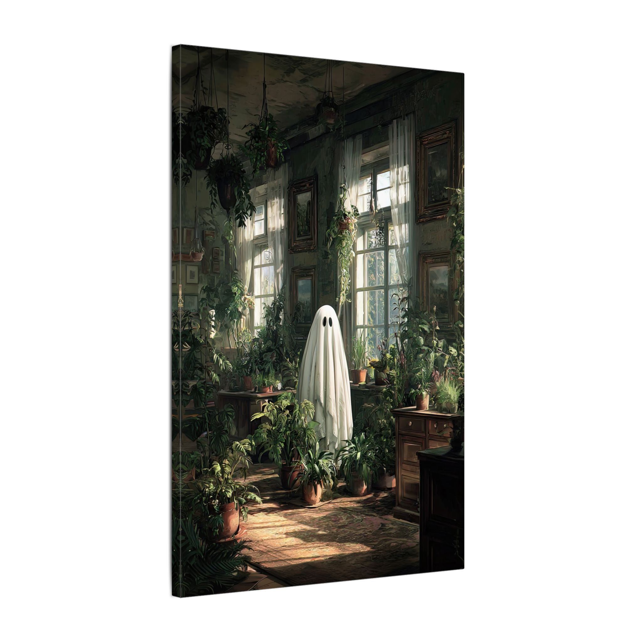 .75" Matte Canvas - Ghost Among Houseplants