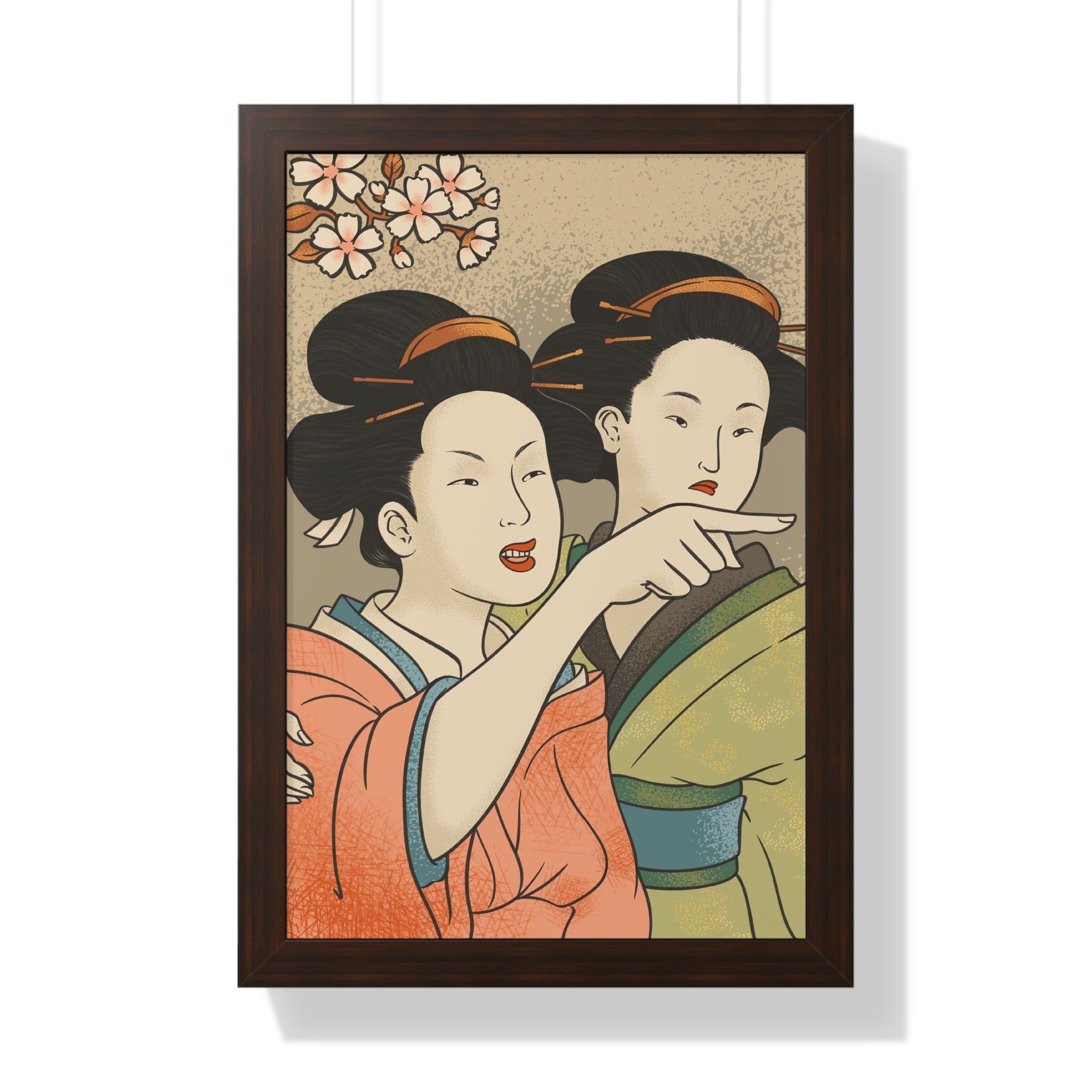 Framed Paper Print - Japanese Woman Yells at Cat