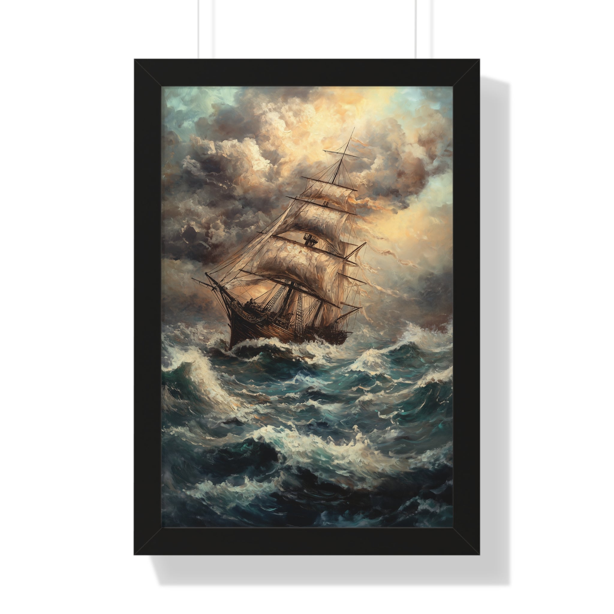 Framed Paper Print - Stormy Voyage Sailing Ship
