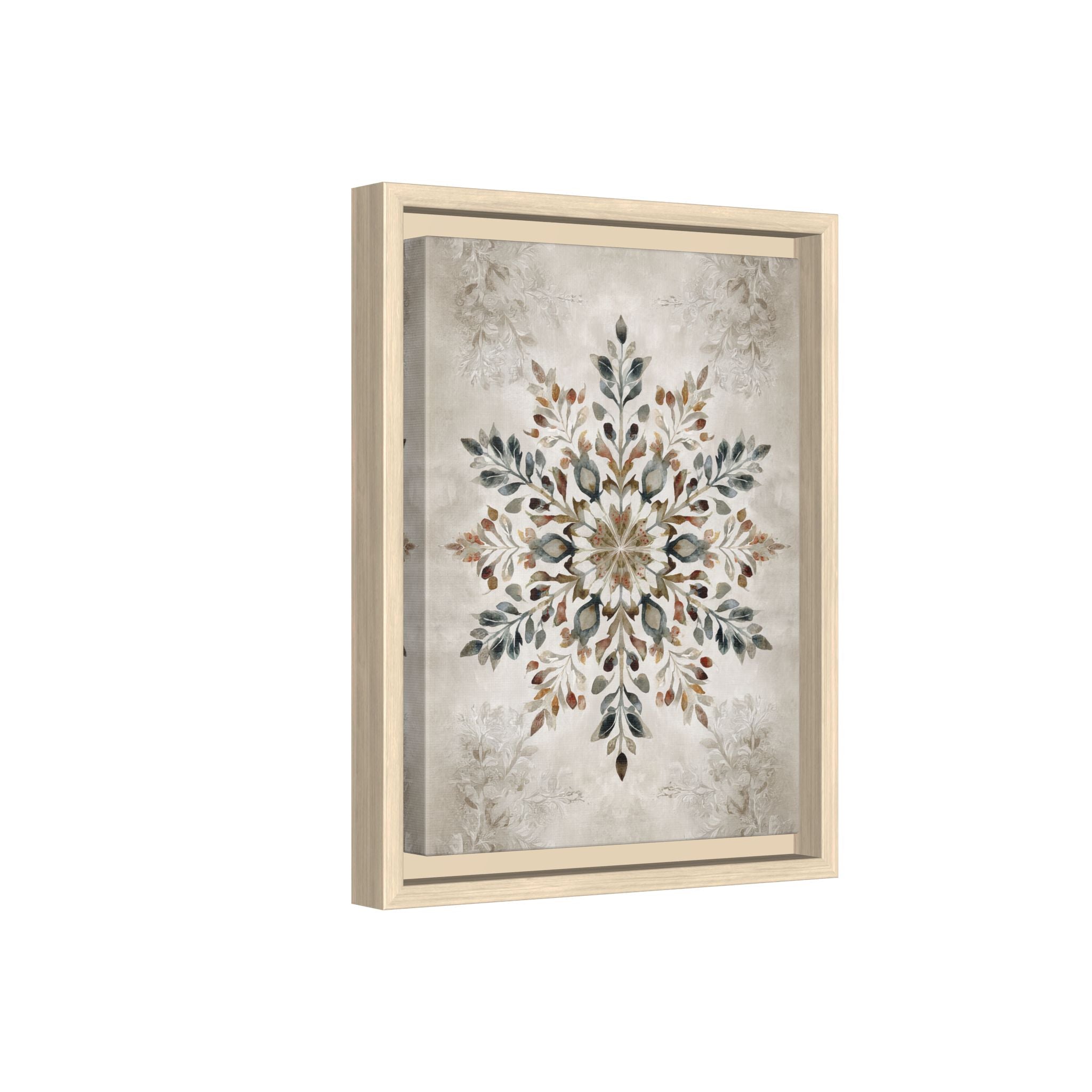 Framed Canvas - Nordic Botanical Snowflake