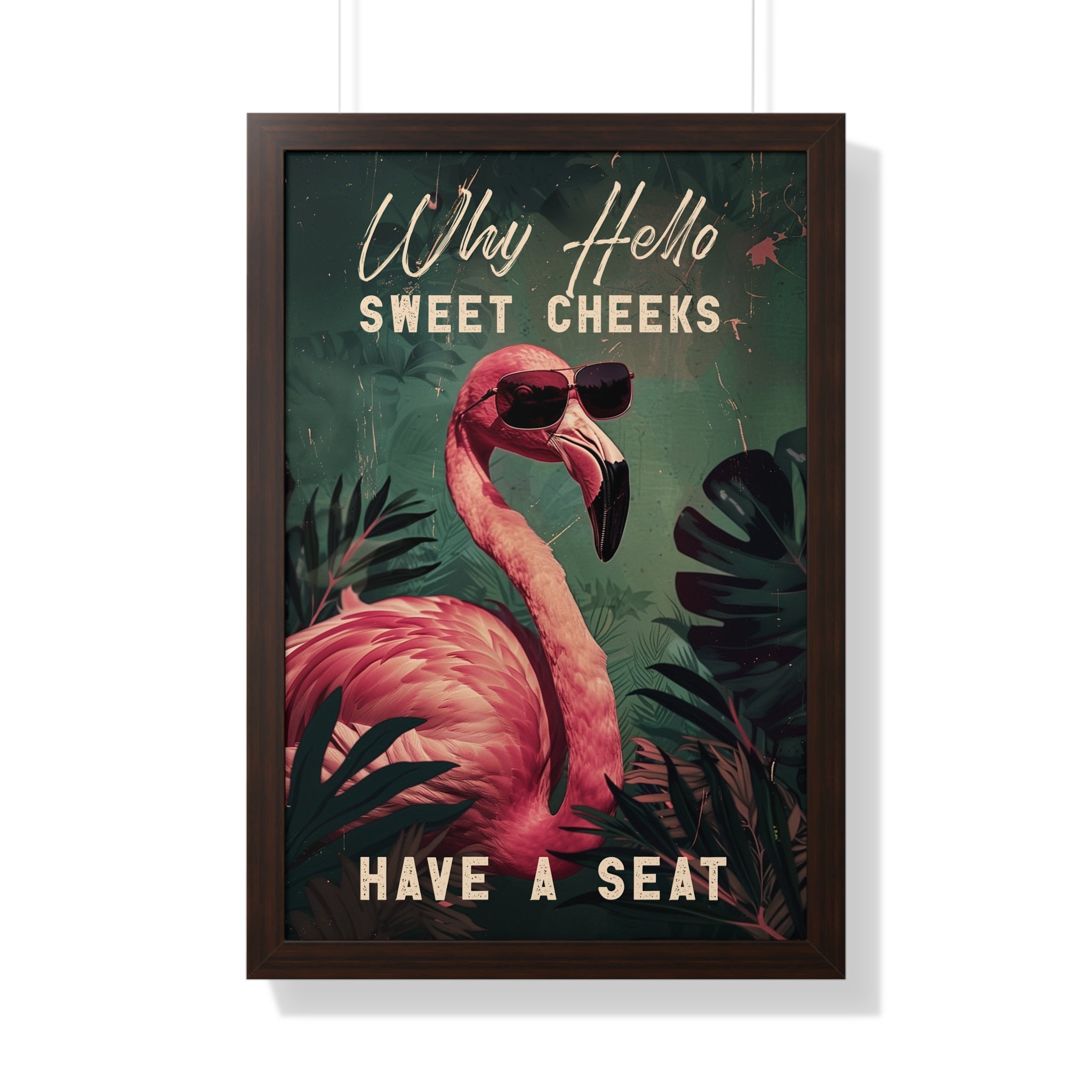 Framed Paper Print - Sweet Cheeks Flamingo Welcome