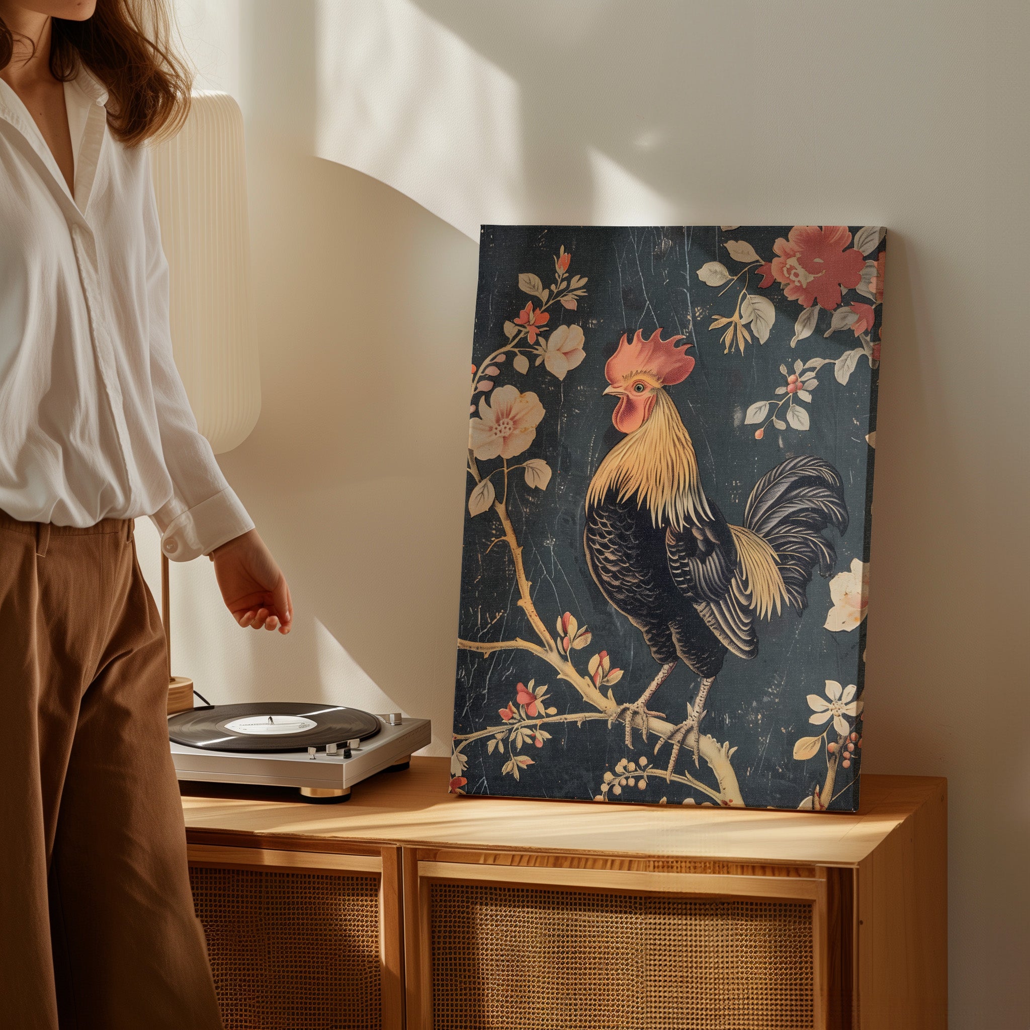 .75" Matte Canvas - Blooming Rooster Glory