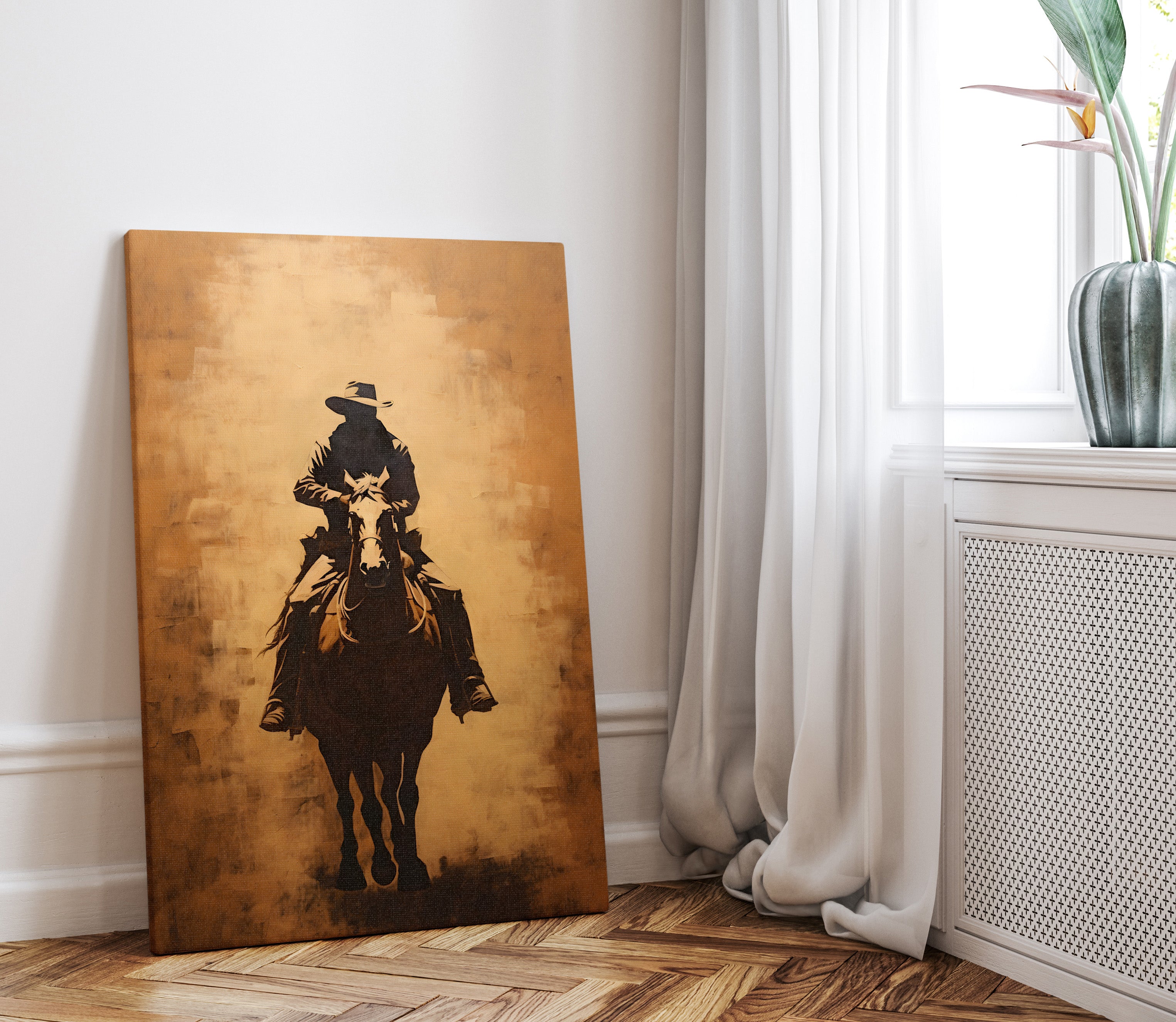 .75" Matte Canvas - Cowboy Rider Silhouette