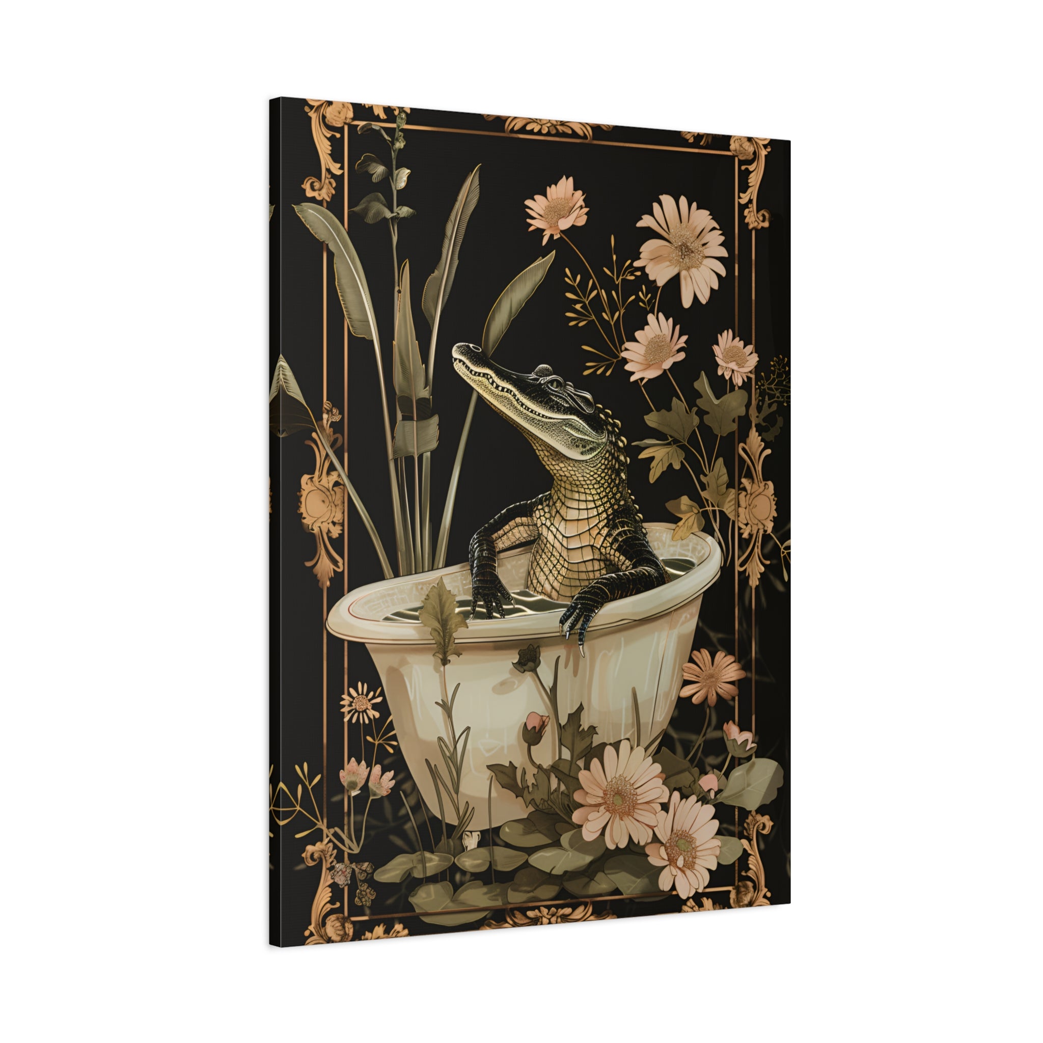 1.25" Matte Canvas - Crocodile in Bloom Bath Bliss
