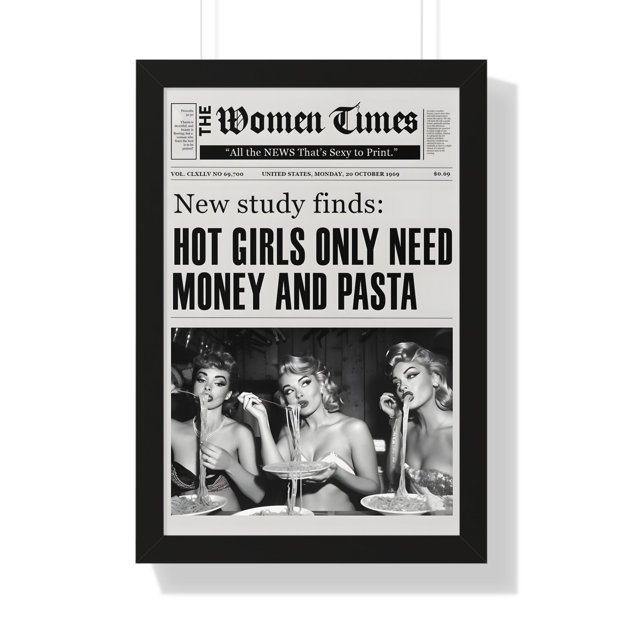 Framed Paper Print - Retro Pasta Gazette