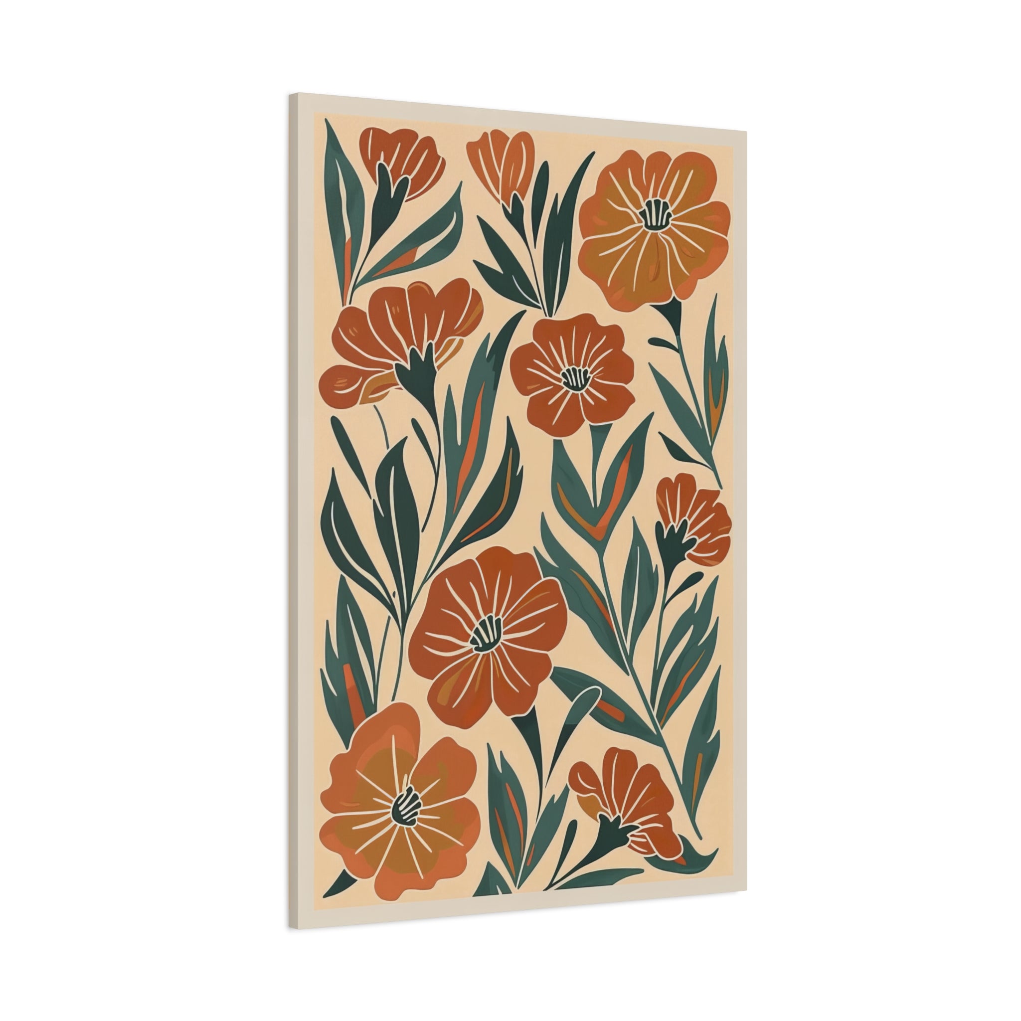 1.25" Matte Canvas - Burnt Orange Boho Blossoms