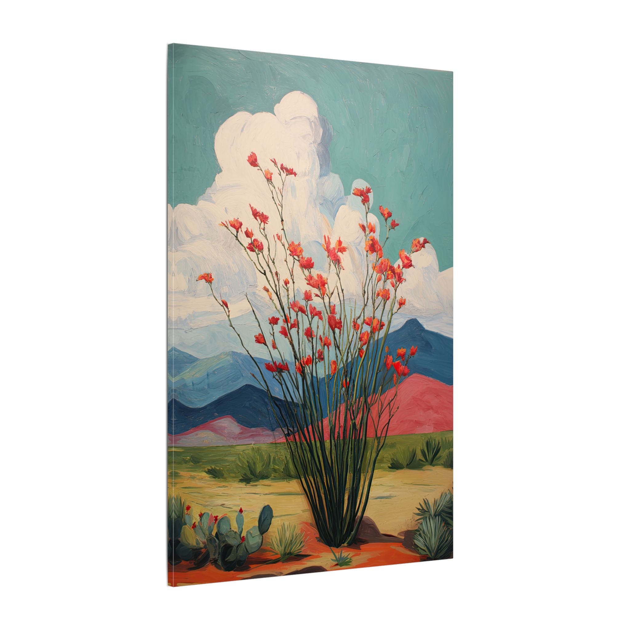 .75" Matte Canvas - Ocotillo Cactus Desert Bloom