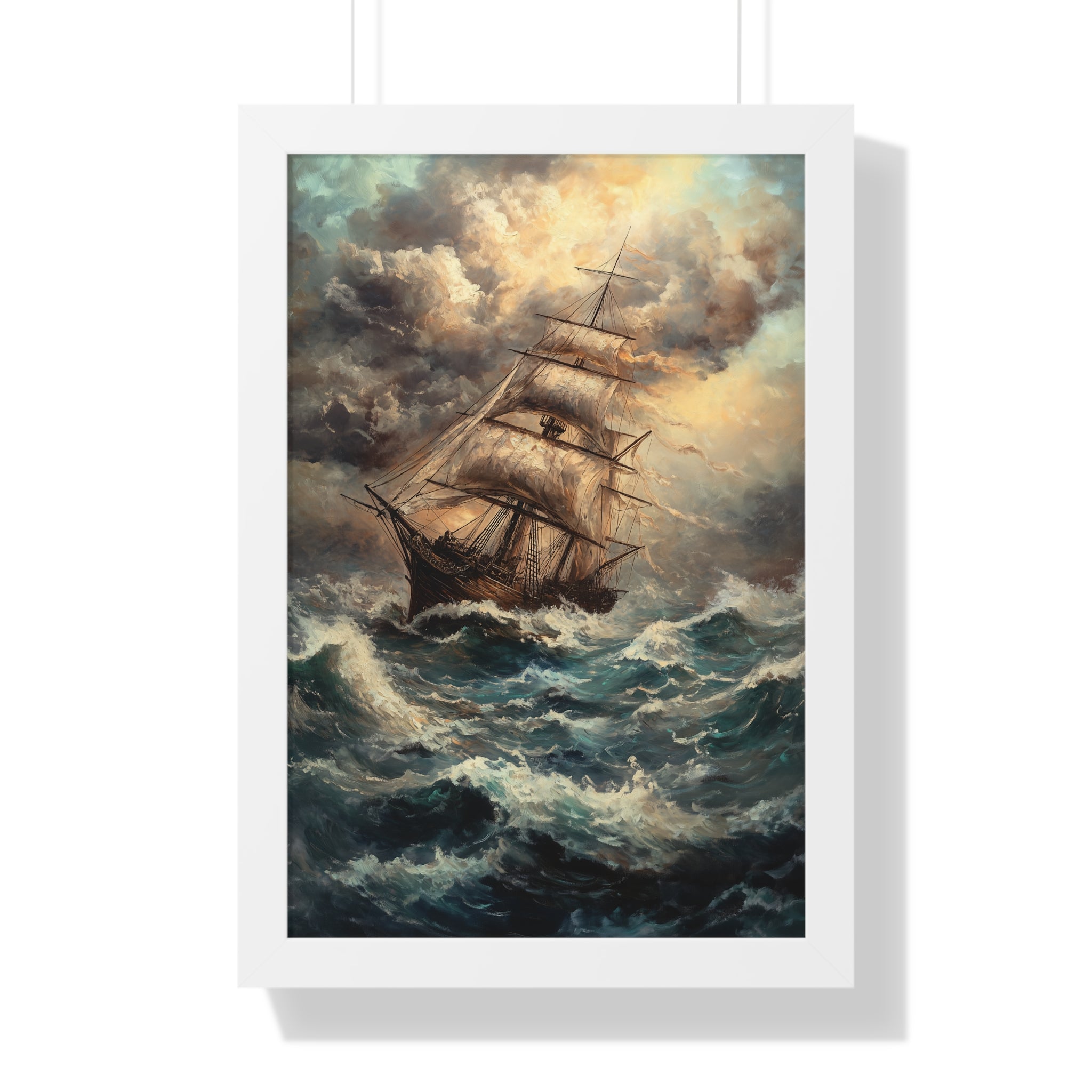 Framed Paper Print - Stormy Voyage Sailing Ship