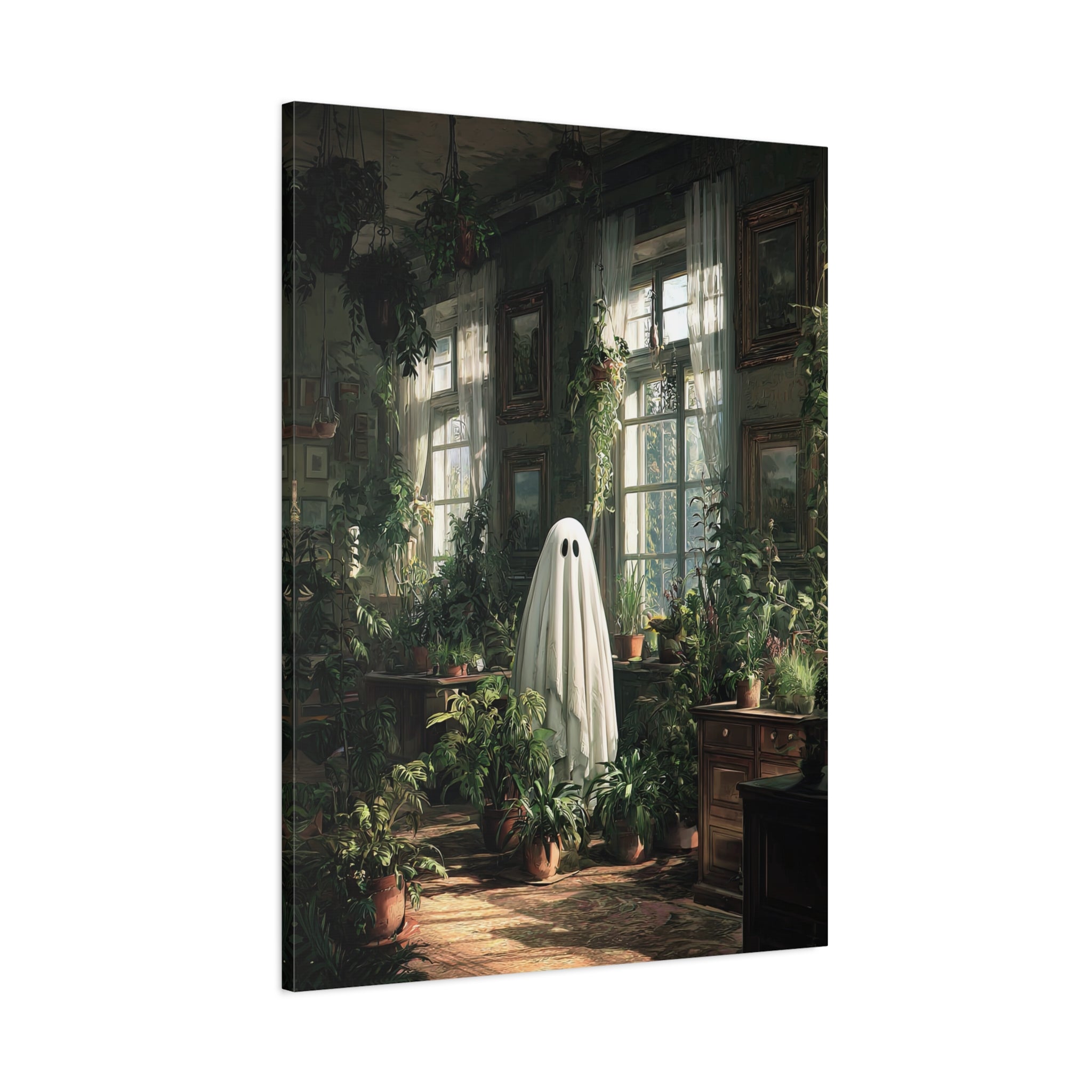 1.25" Matte Canvas - Ghost Among Houseplants