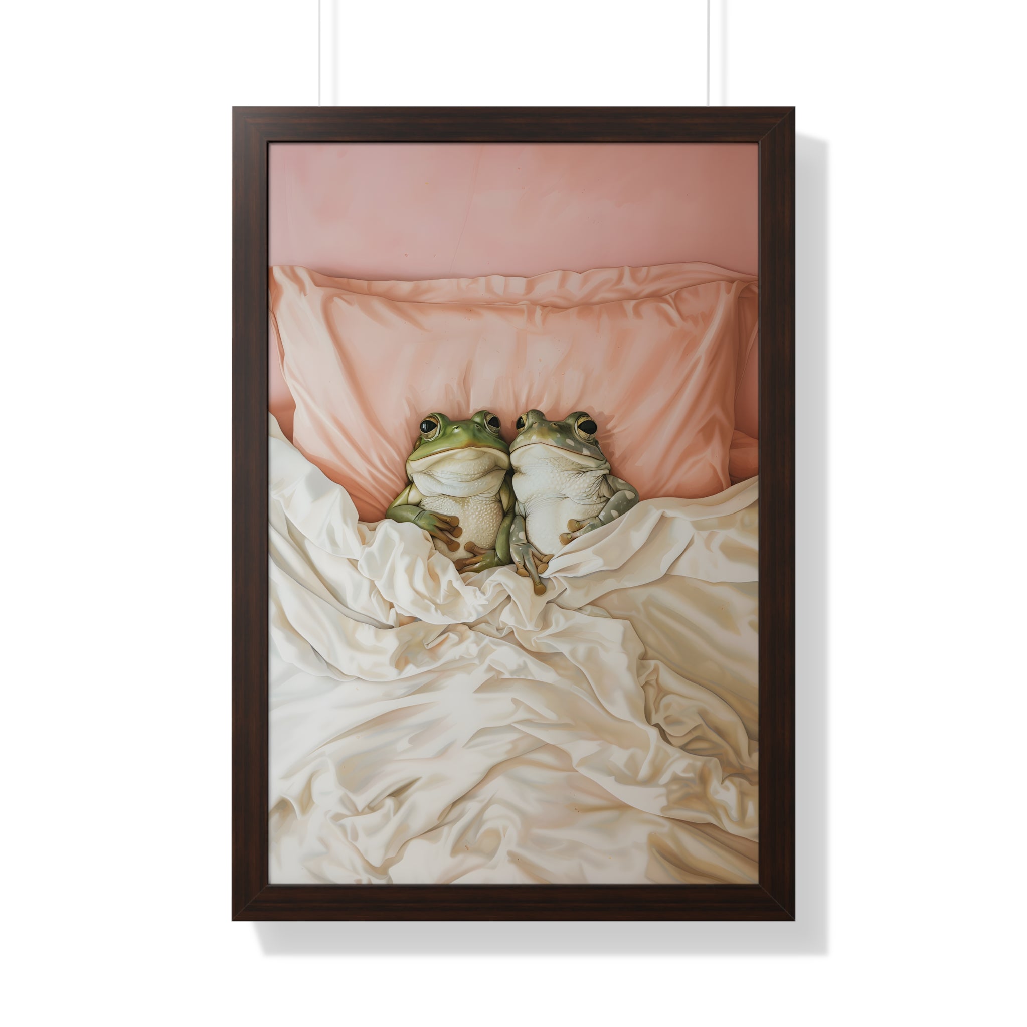 Framed Paper Print - Cozy Frogs Romantic Bliss