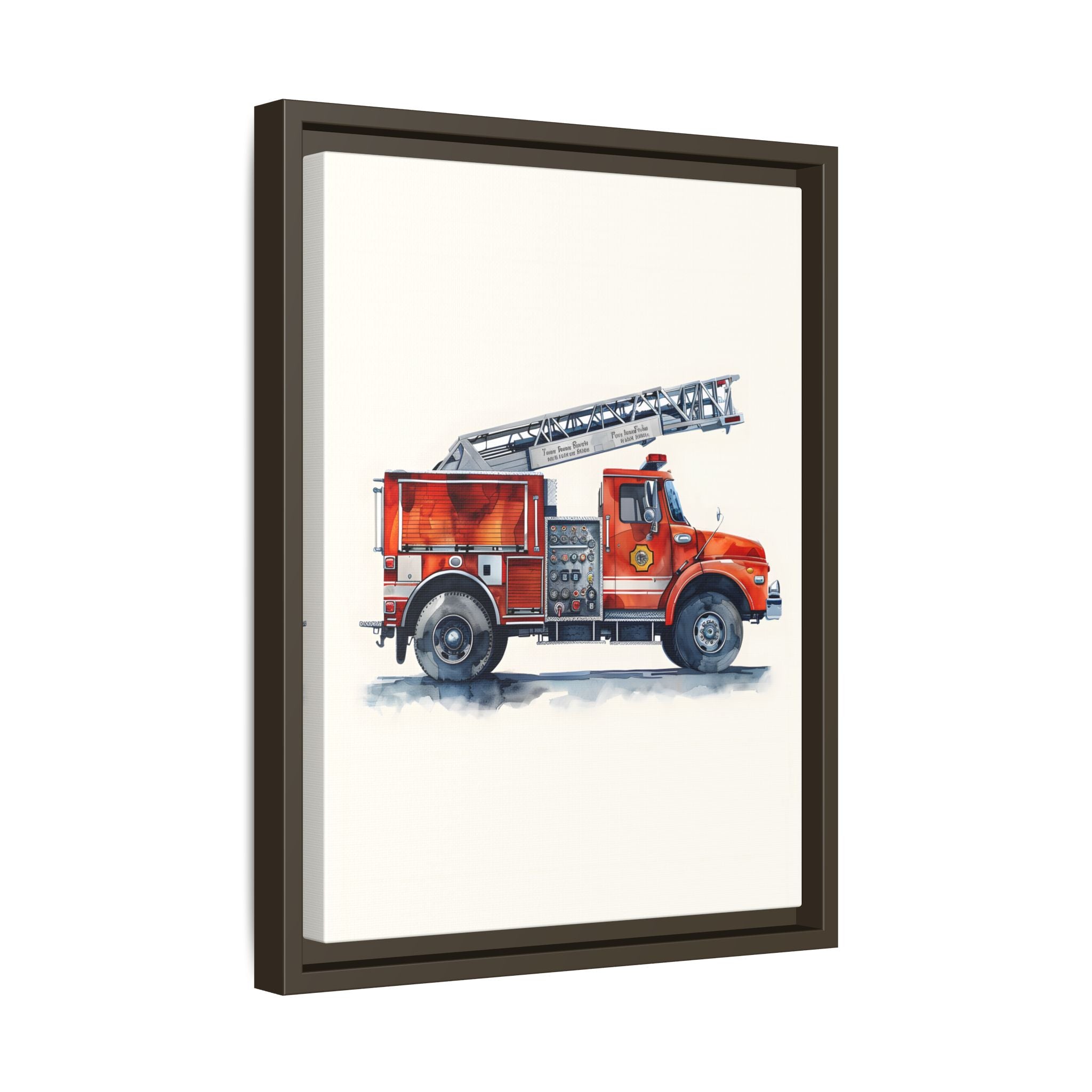 Framed Canvas - Ladder Firetruck Nursery