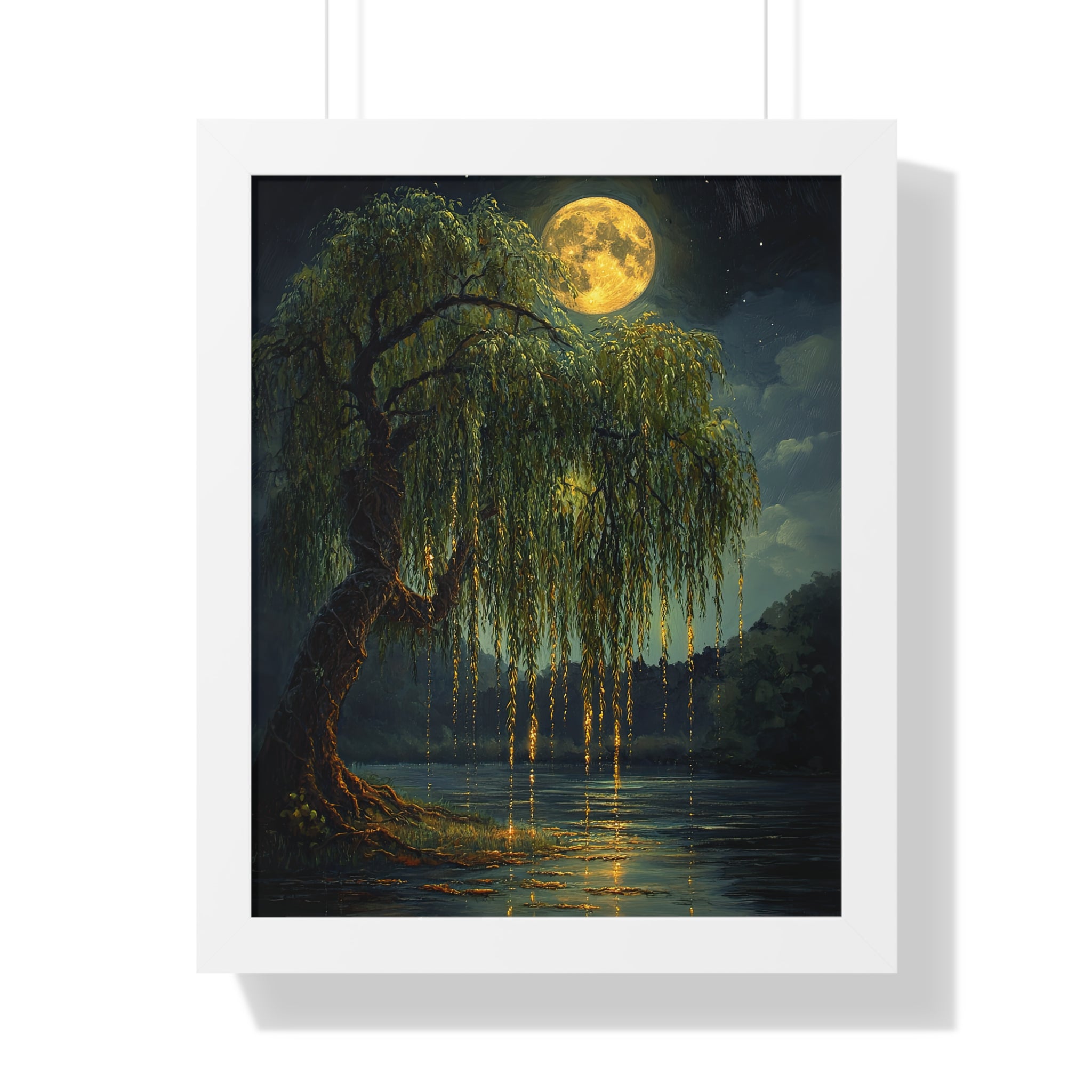 Framed Paper Print - Moonlit Willow Glow
